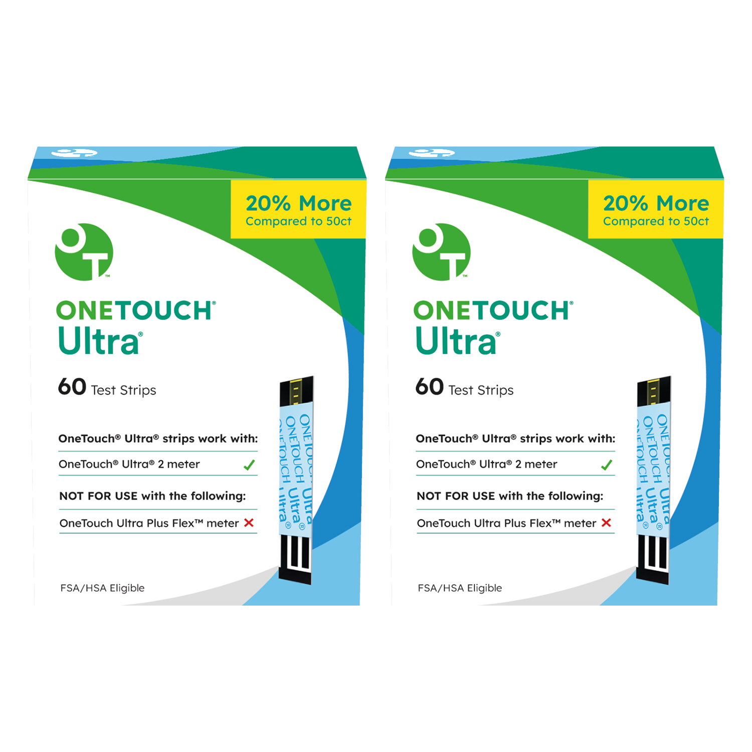 OneTouch Ultra Test Strips for Diabetes - 120 Count | Diabetic Test Strips for Blood Sugar Monitor | Glucose Test Strips for Blood Glucose Meter | 2 Boxes, 60 Test Strips Each