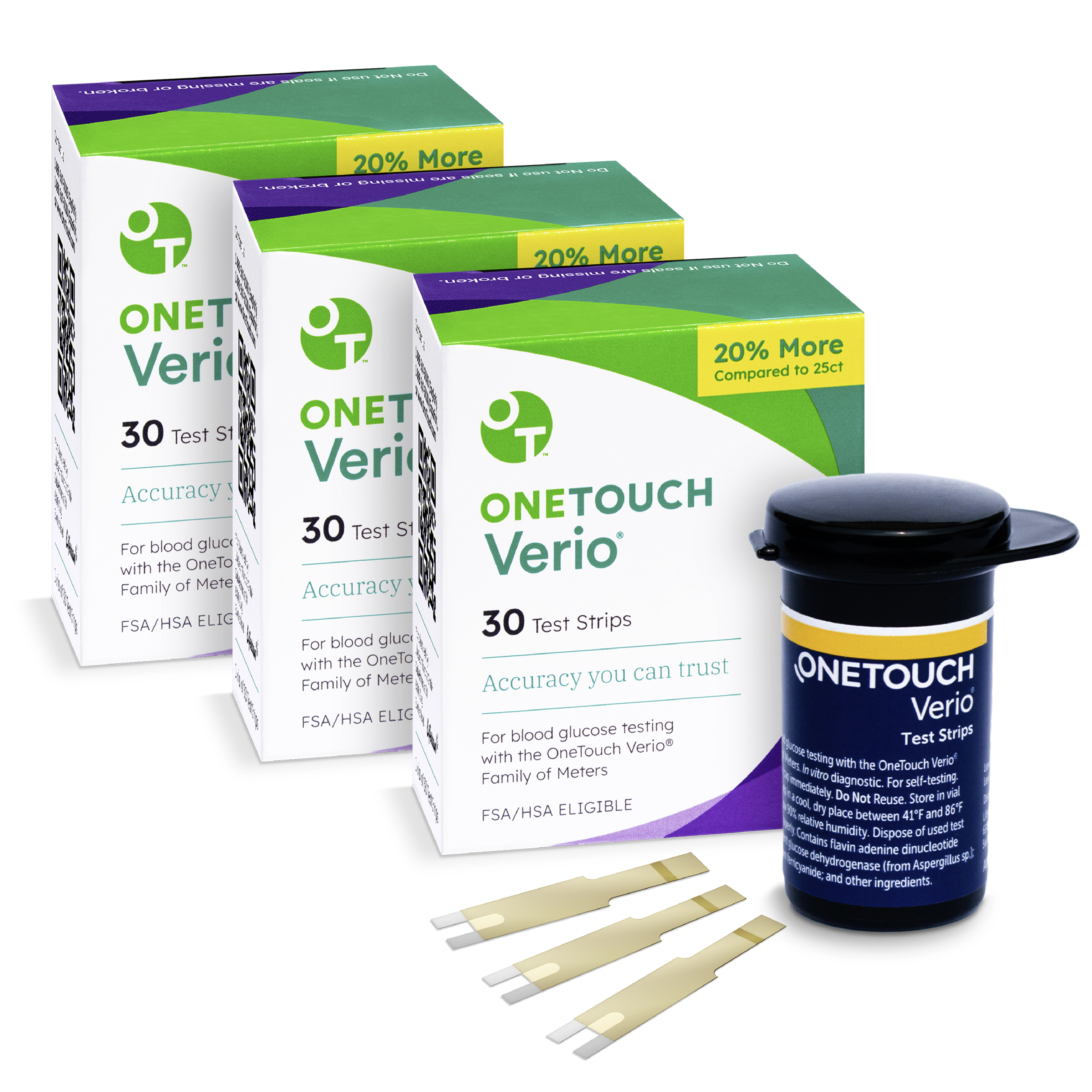 OneTouch Verio Diabetes Test Strips Value Pack - 30 Count (3 Pack)