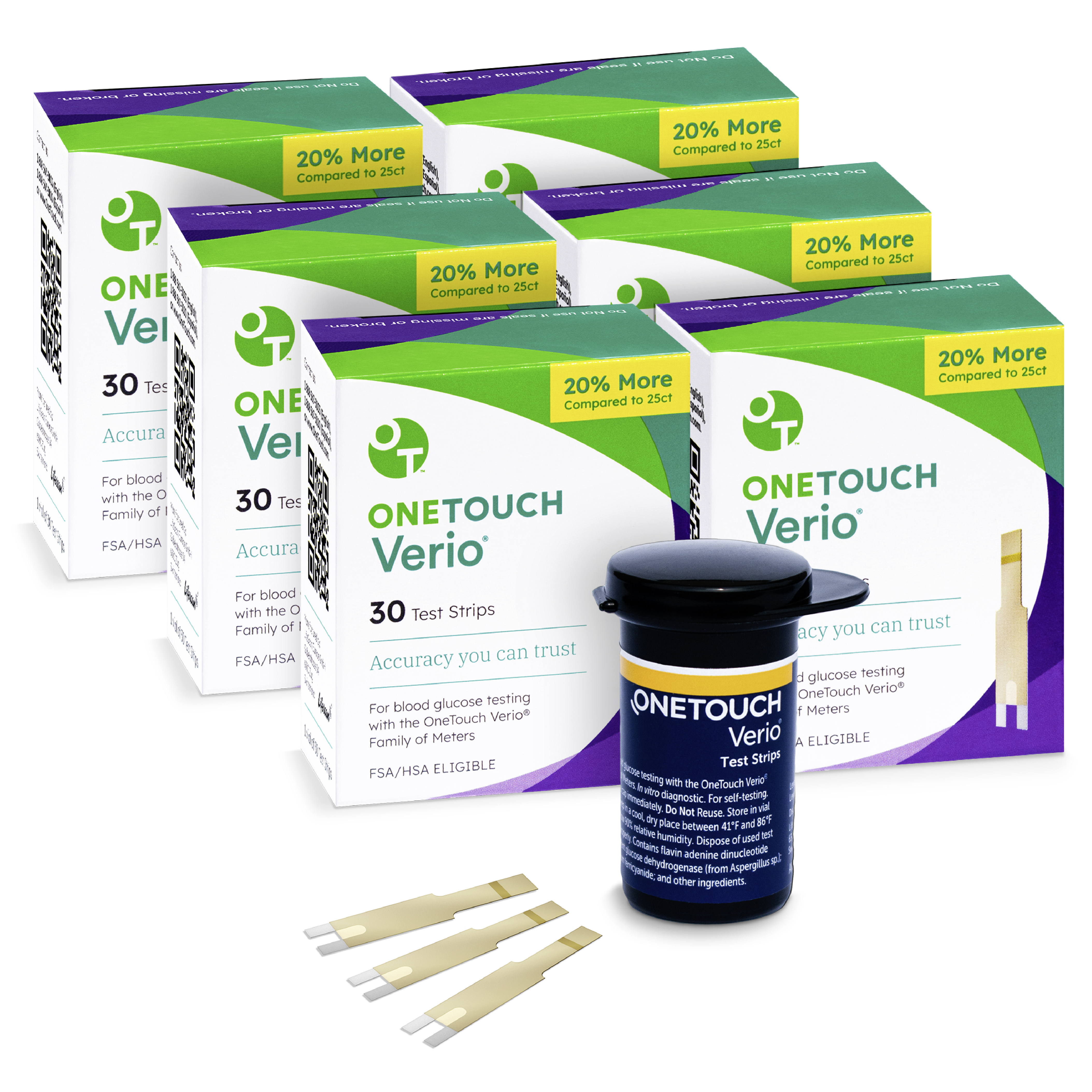 OneTouch Verio Diabetes Test Strips Value Pack - 30 Count (6 Pack)