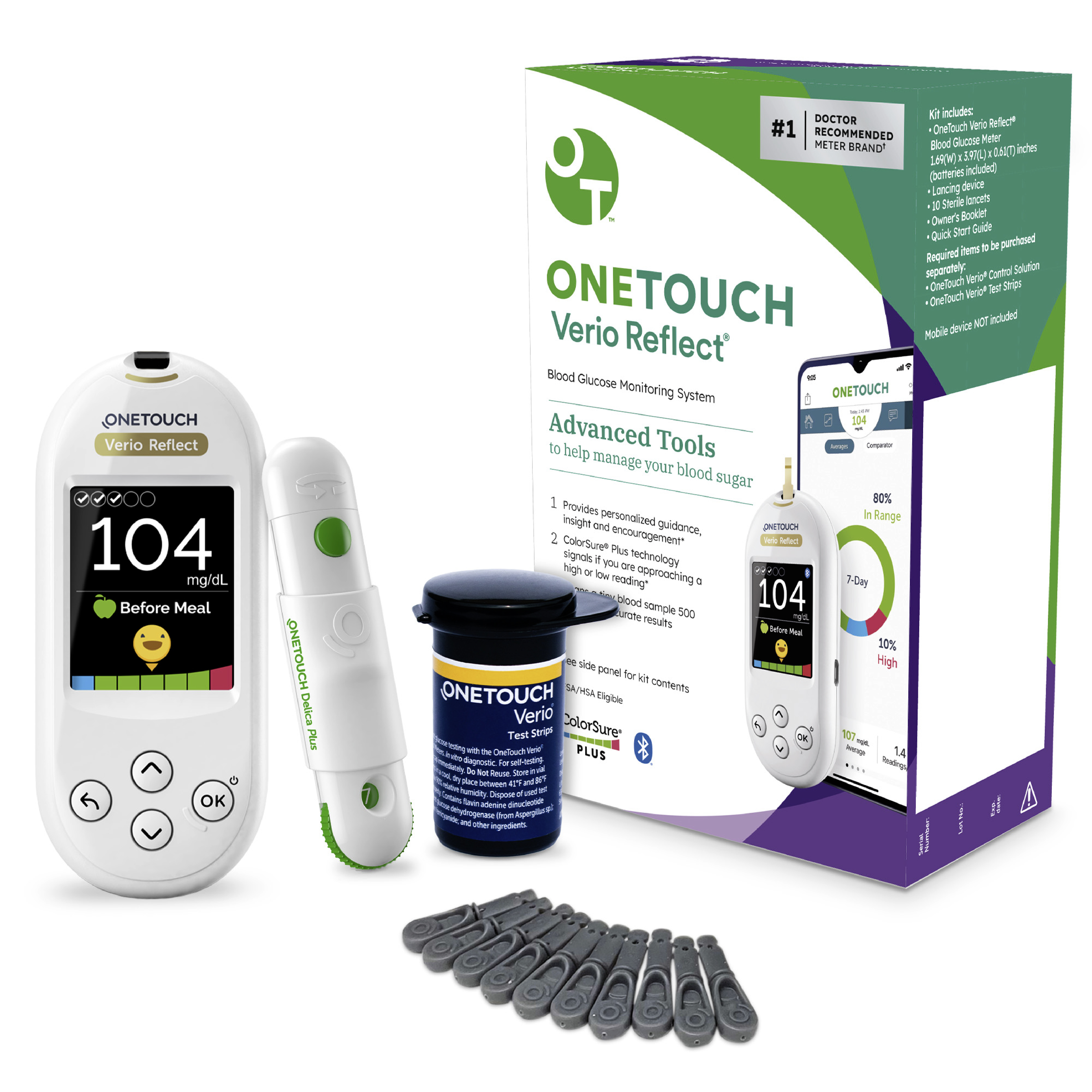 ONETOUCH Verio Reflect Blood Glucose Meter - Blood Sugar Monitor
