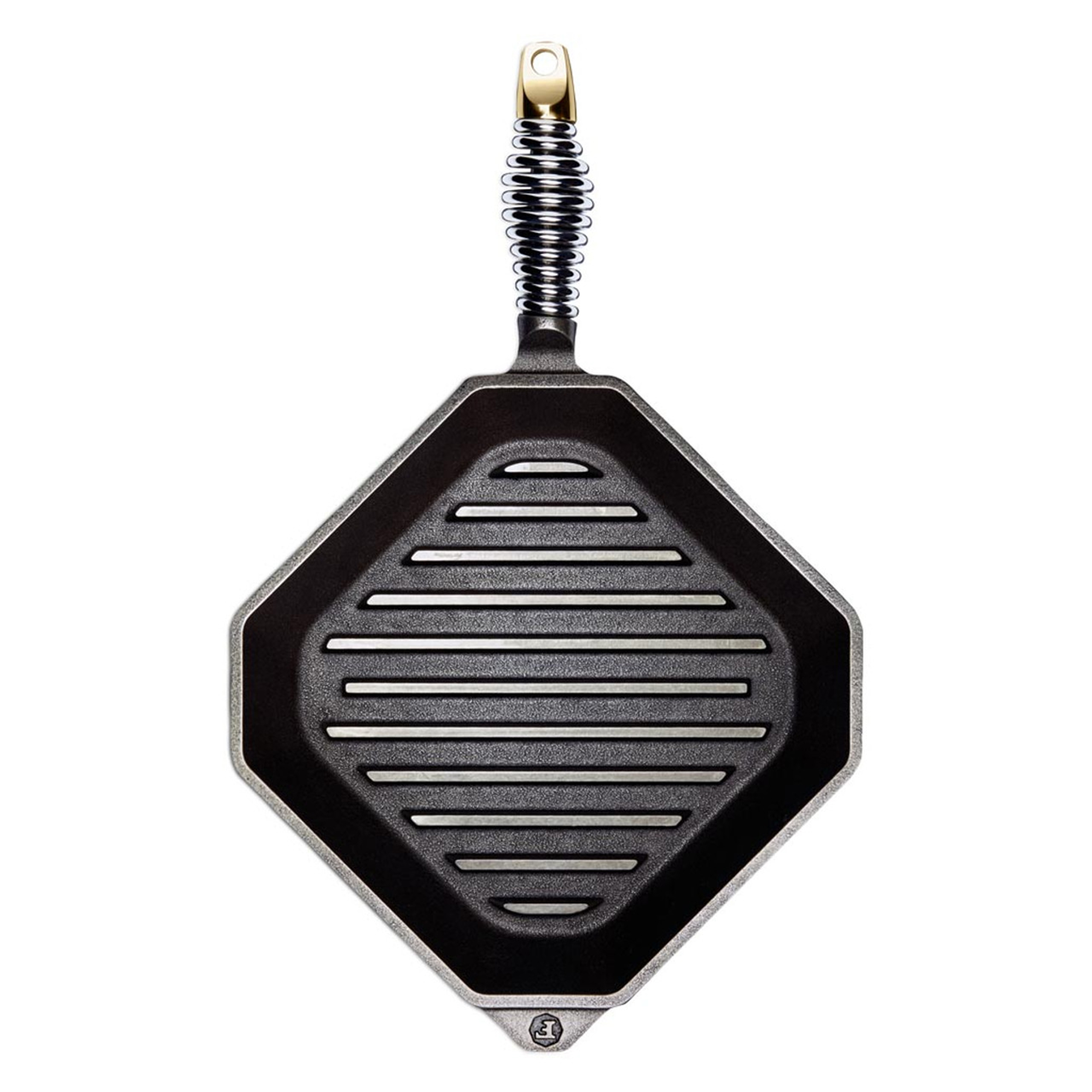 FINEX Pre-Seasoned Cast Iron 10 Inch Grill Pan with Ergonomic Spring Handles