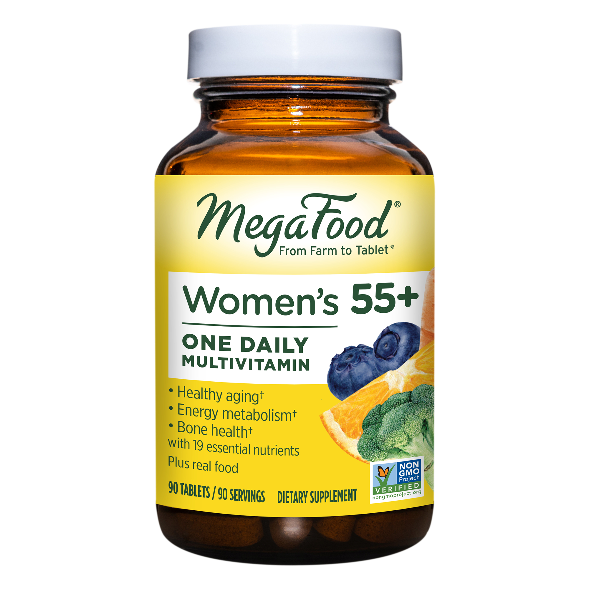 MegaFood, Women Over 55 One Daily, Supports Optimal Health and Wellbeing, Multivitamin and Mineral Dietary Supplement, Vegetarian, 90 Tablets
