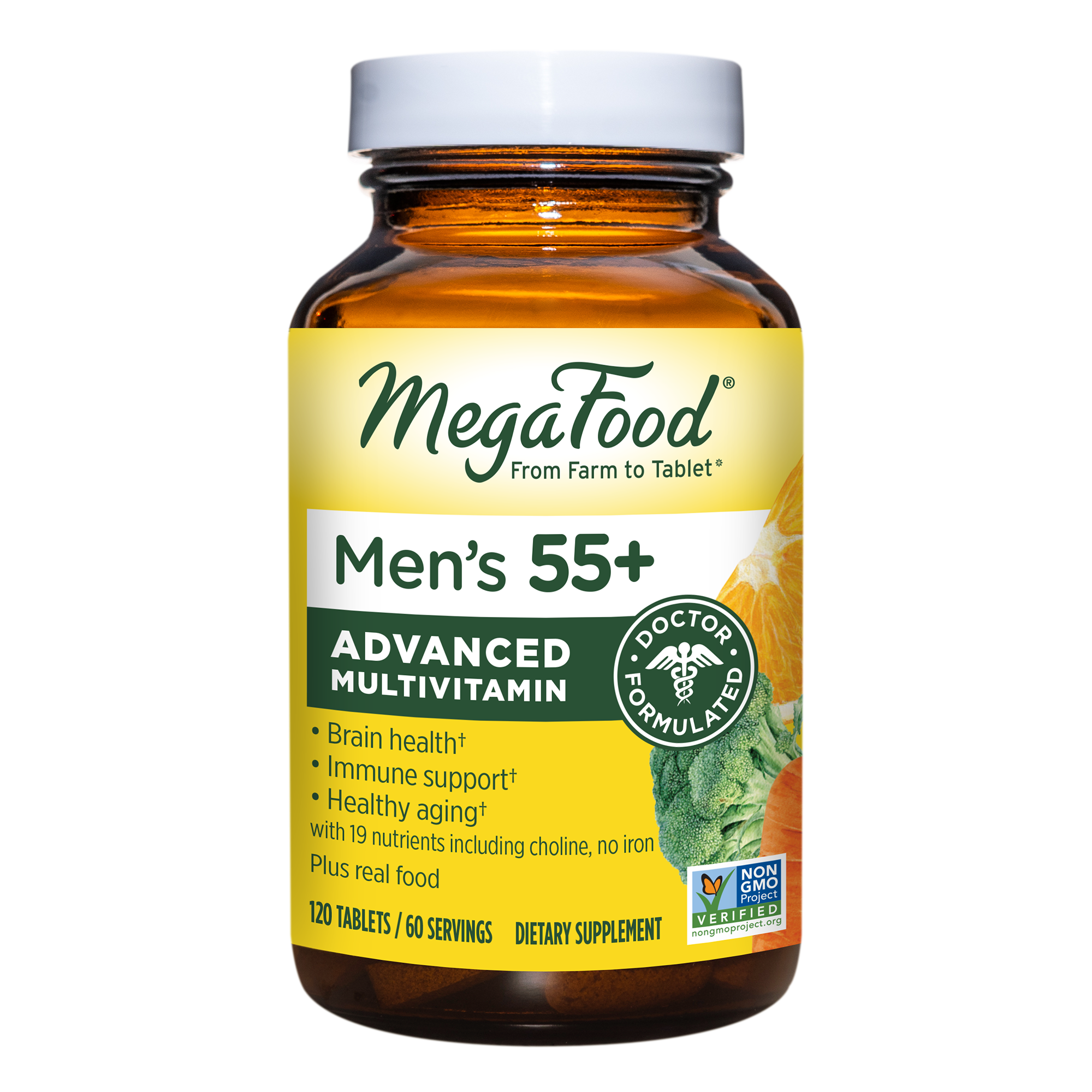 MegaFood, MegaFood's Multi for Men 55+, Supports Optimal Health and Wellbeing, Multivitamin and Mineral Supplement, Gluten Free, Vegetarian, 120 Tablets