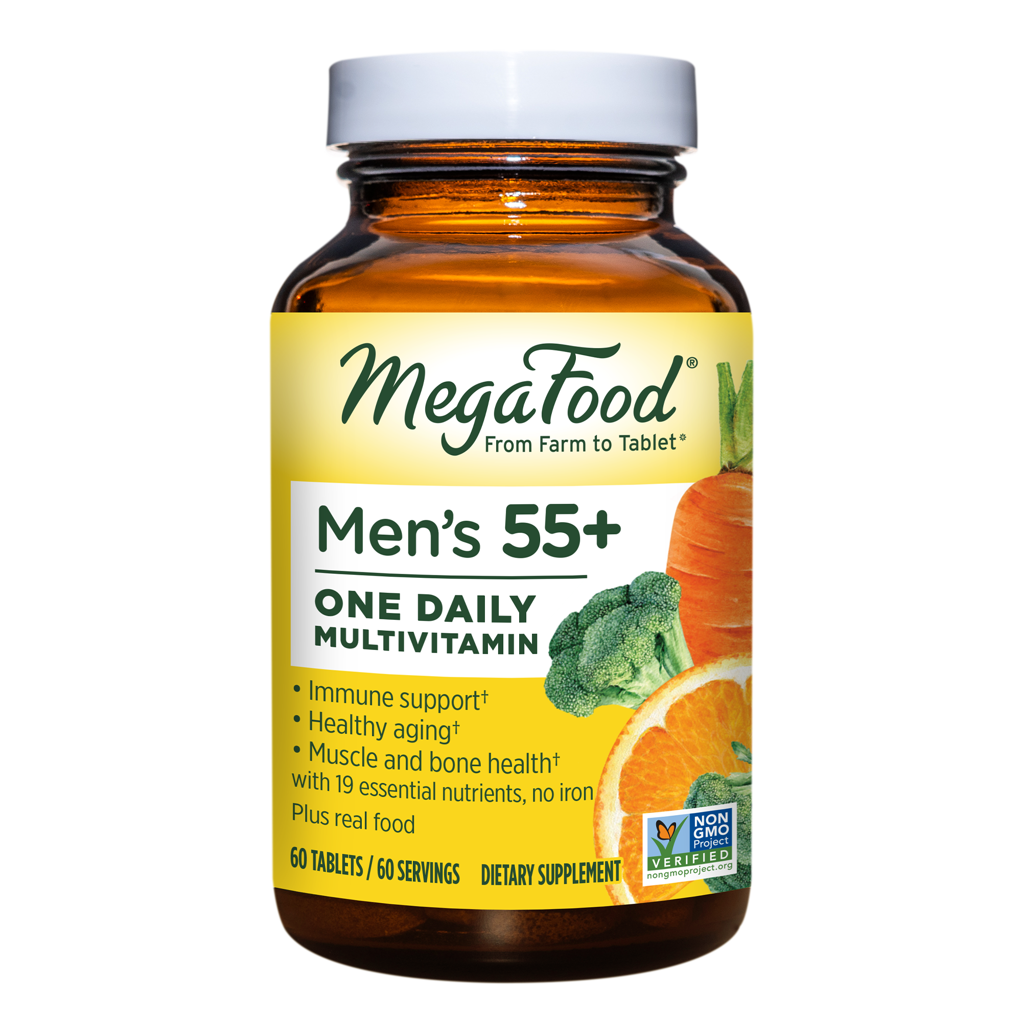 MegaFood, Men Over 55 One Daily, Supports Optimal Health and Wellbeing, Multivitamin and Mineral Dietary Supplement, Vegetarian, 60 Tablets