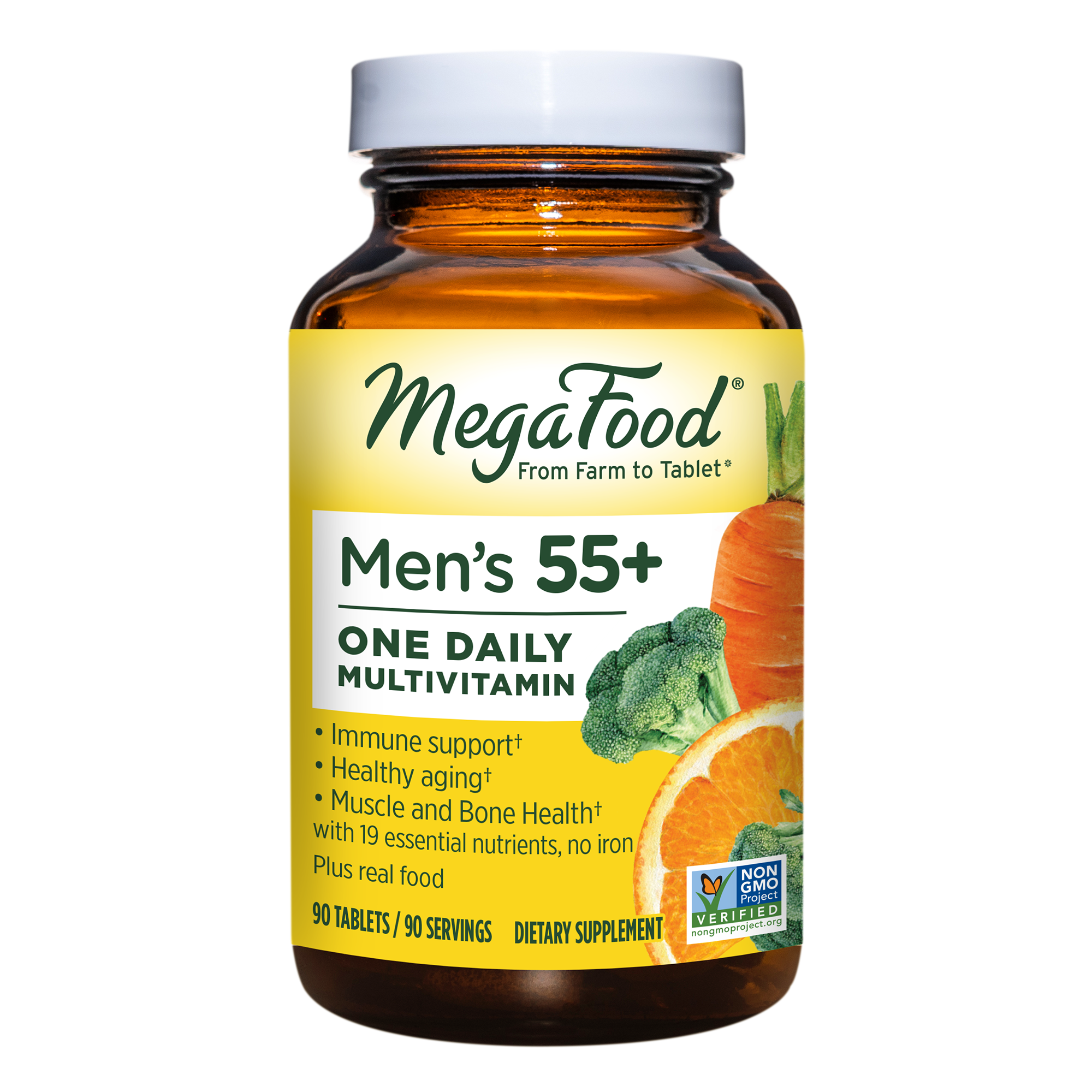 MegaFood, Men Over 55 One Daily, Supports Optimal Health and Wellbeing, Multivitamin and Mineral Dietary Supplement, Vegetarian, 90 Tablets