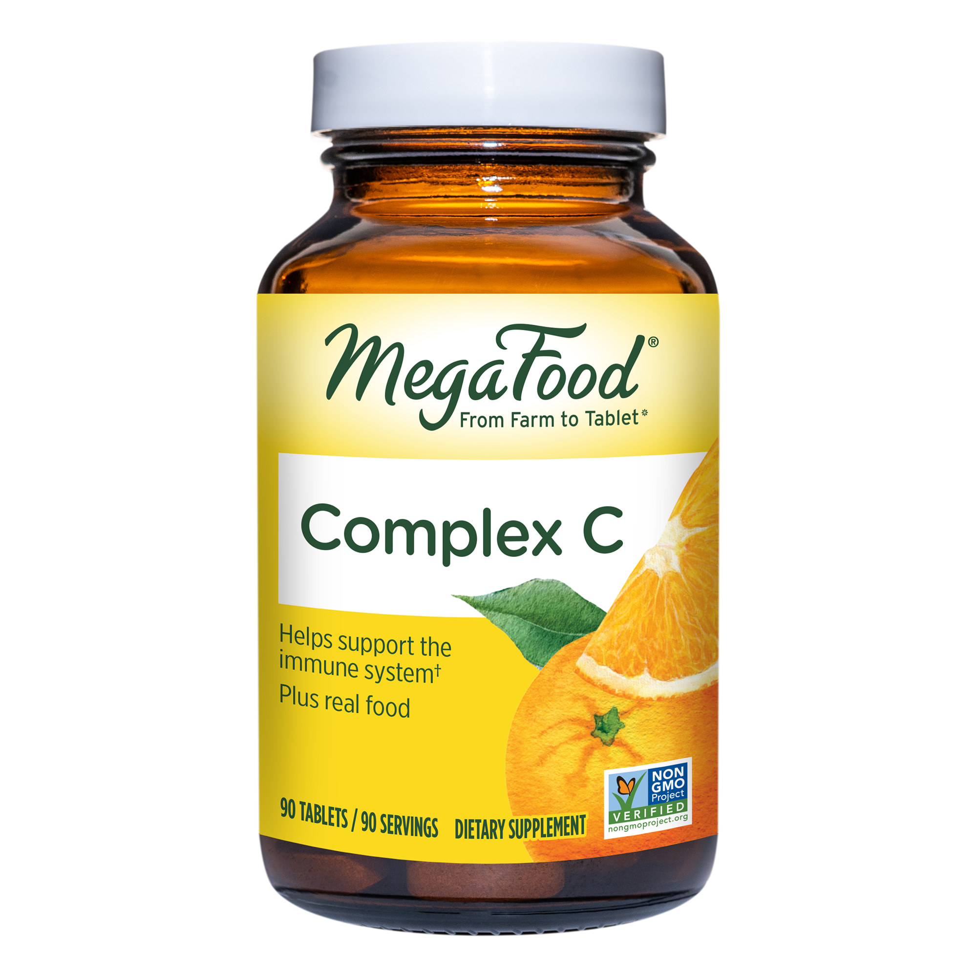 MegaFood - Complex C, Supports Immunity and Well-being with Rosehips and Orange, Vegan, Gluten-Free, Non-GMO, 90 Tablets