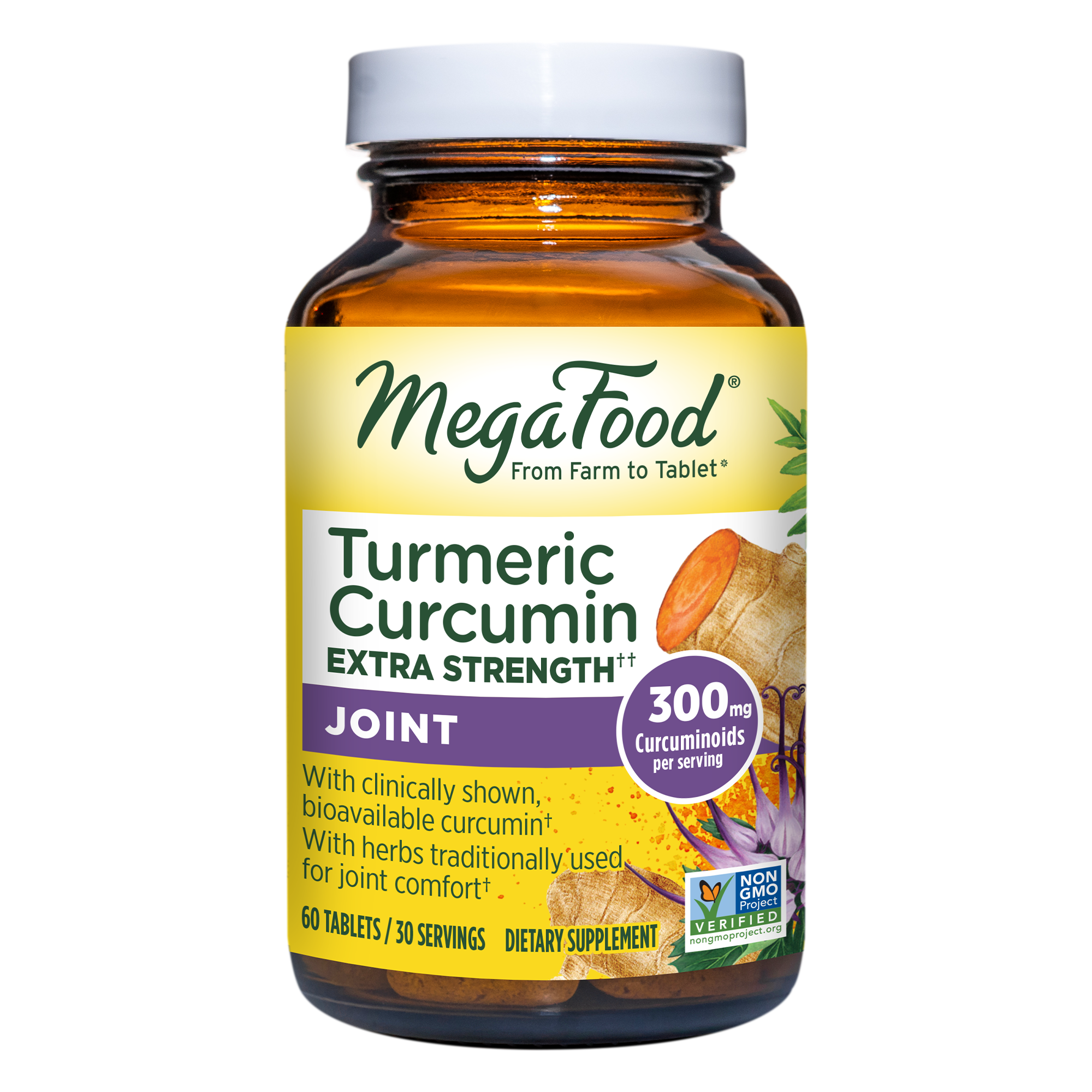 MegaFood, Turmeric Strength for Joint, Maintains Joint Health and Mobility, Vitamin and Herbal Dietary Supplement, Gluten Free, Vegan, 60 tablets (30 servings)