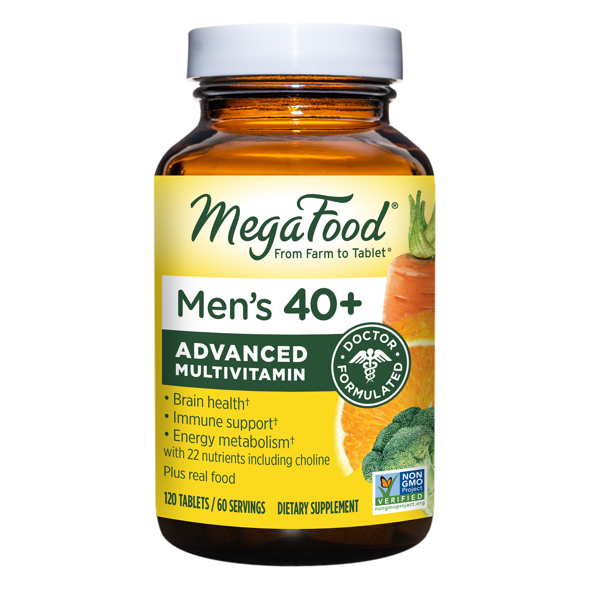 MegaFood, Multi for Men 40+, Supports Optimal Health and Wellbeing, Multivitamin and Mineral Supplement, Gluten Free, Vegetarian, 120 Tablets