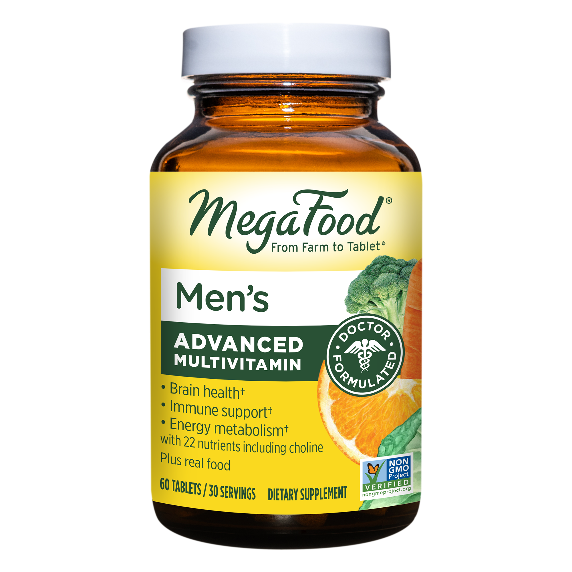MegaFood Multi for Men - Men's Multivitamin for Optimal Health and Well-Being - With B Complex Vitamins - Gluten Free, Non-GMO, Dairy Free, Soy Free - 60 Tablets
