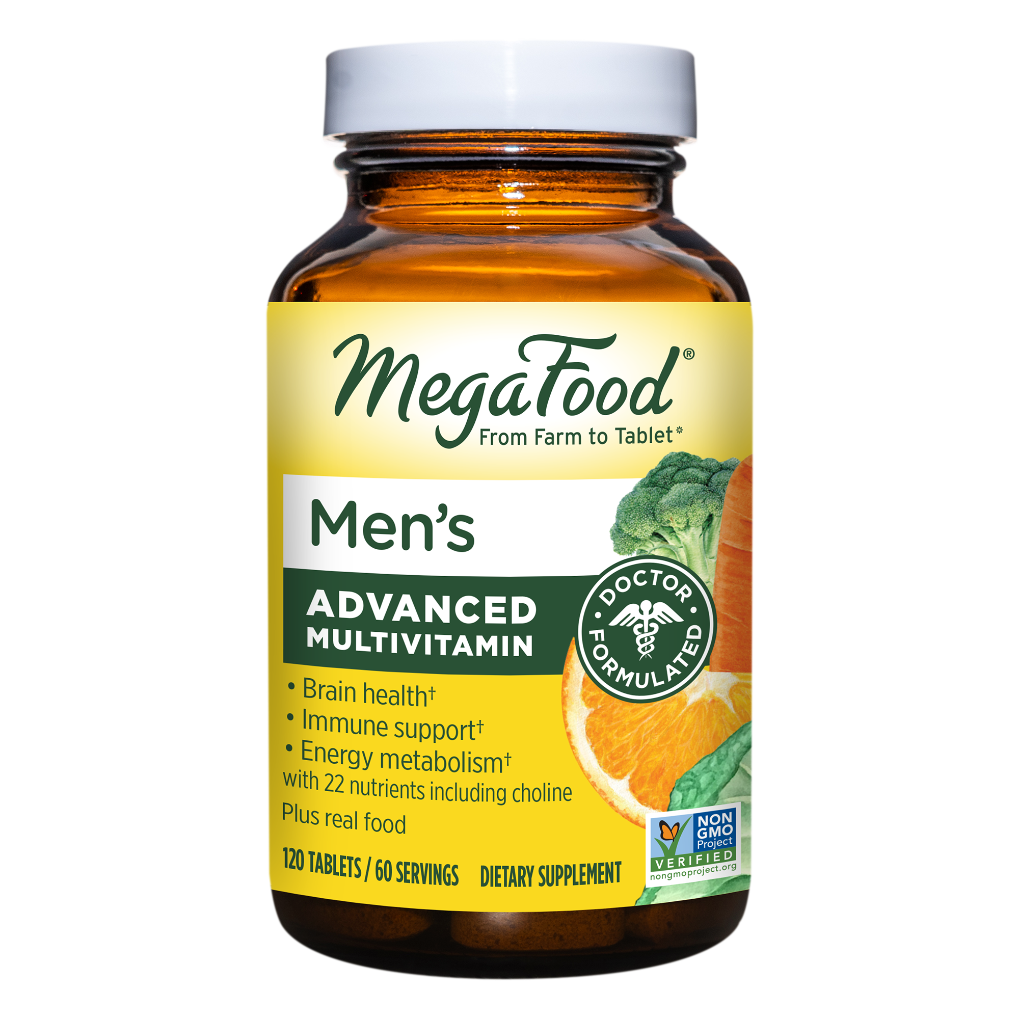 MegaFood Multi for Men - Men's Multivitamin for Optimal Health and Well-Being - With B Complex Vitamins - Gluten Free, Non-GMO, Dairy Free, Soy Free - 120 Tablets