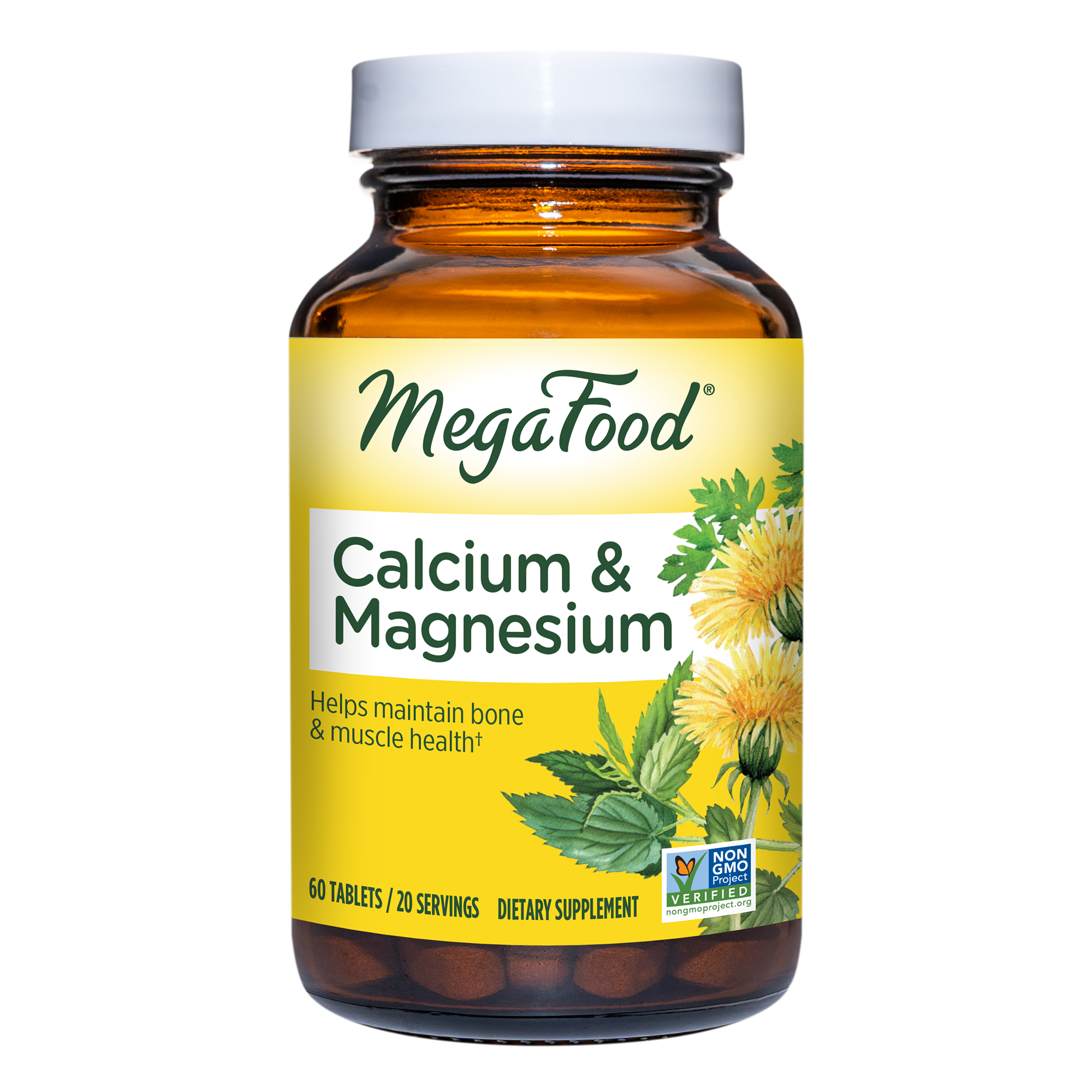 MegaFood Calcium & Magnesium - Essential Mineral Supplement for Bone and Cardiovascular Health Support - for Men and Women - Gluten-Free, Non-GMO, Made Without Dairy - Vegan - 60 Tabs (30 Servings)