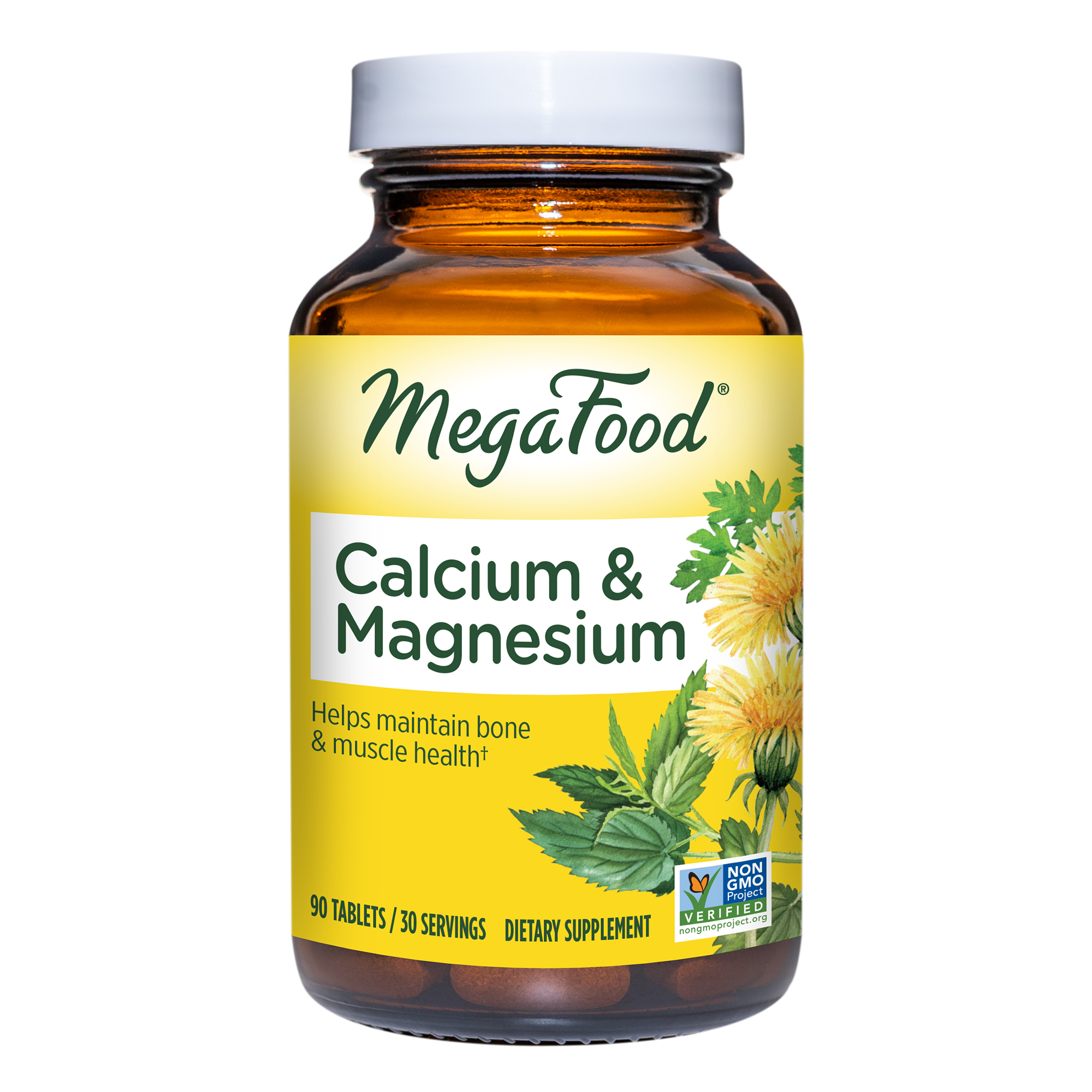 MegaFood Calcium & Magnesium - Essential Mineral Supplement for Bone and Cardiovascular Health Support - For Men and Women - Gluten-Free, Non-GMO, Made without Dairy - Vegan - 90 Tabs (45 Servings)