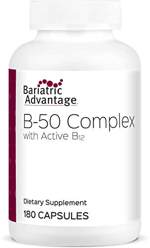 Bariatric Advantage B-50 Complex with Active B12, High Potency Supplement Containing All Essential B Vitamins with Choline, Inositol and PABA - 180 Count