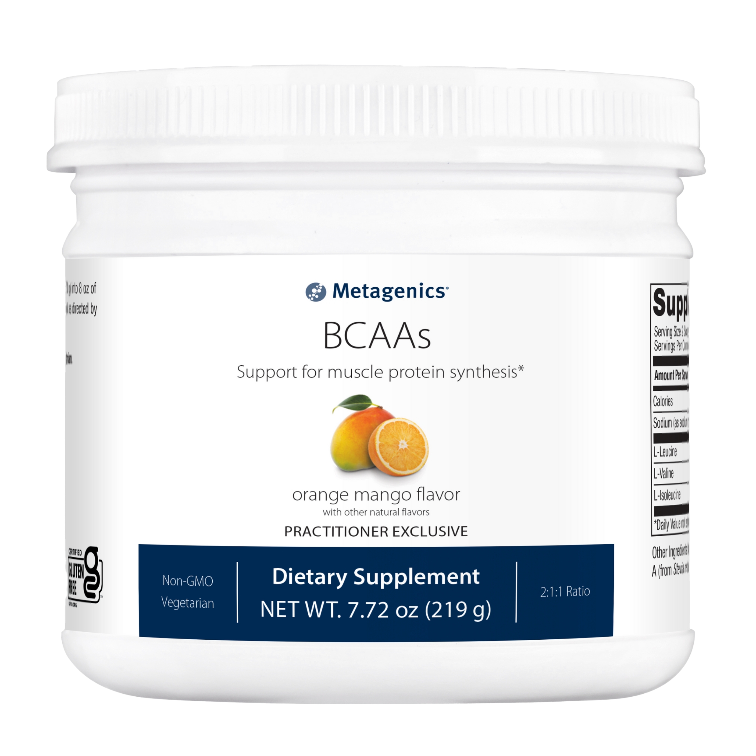 Metagenics BCAAs Powder 7.72 oz (219 g), Orange Mango Flavor, 30 Servings - Non-GMO, Gluten Free, Vegetarian