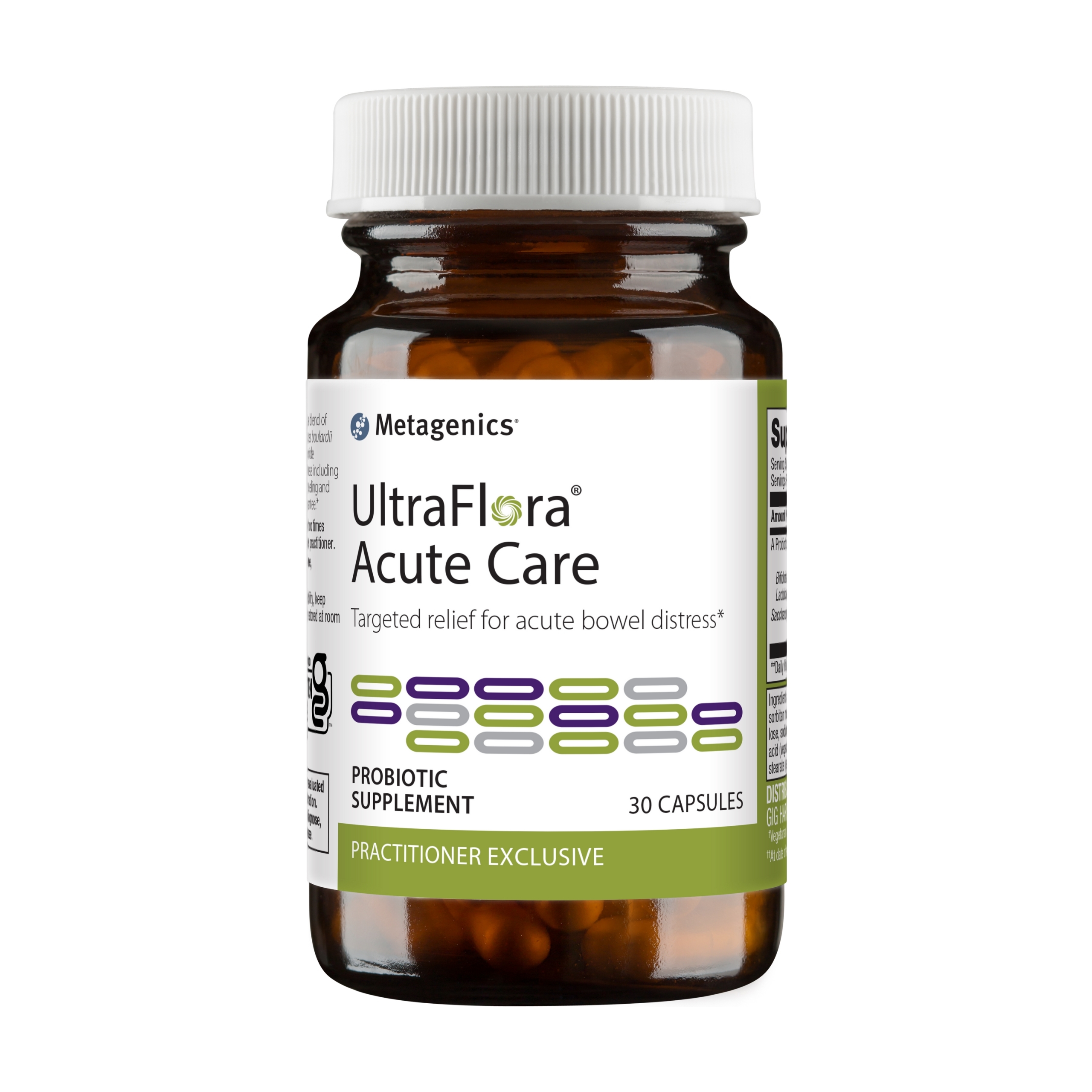 Metagenics UltraFlora Acute Care Daily Probiotic Supplement to Help Relieve Acute Bowel Distress - 30 Capsules