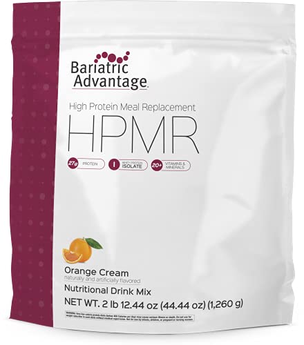 Bariatric Advantage High Protein Meal Replacement Drink Mix, Protein Powder Whey Isolate for Gastric Bypass and Sleeve Gastrectomy Patients, 27g Protein, Lactose Free - Orange Cream, 28 Servings