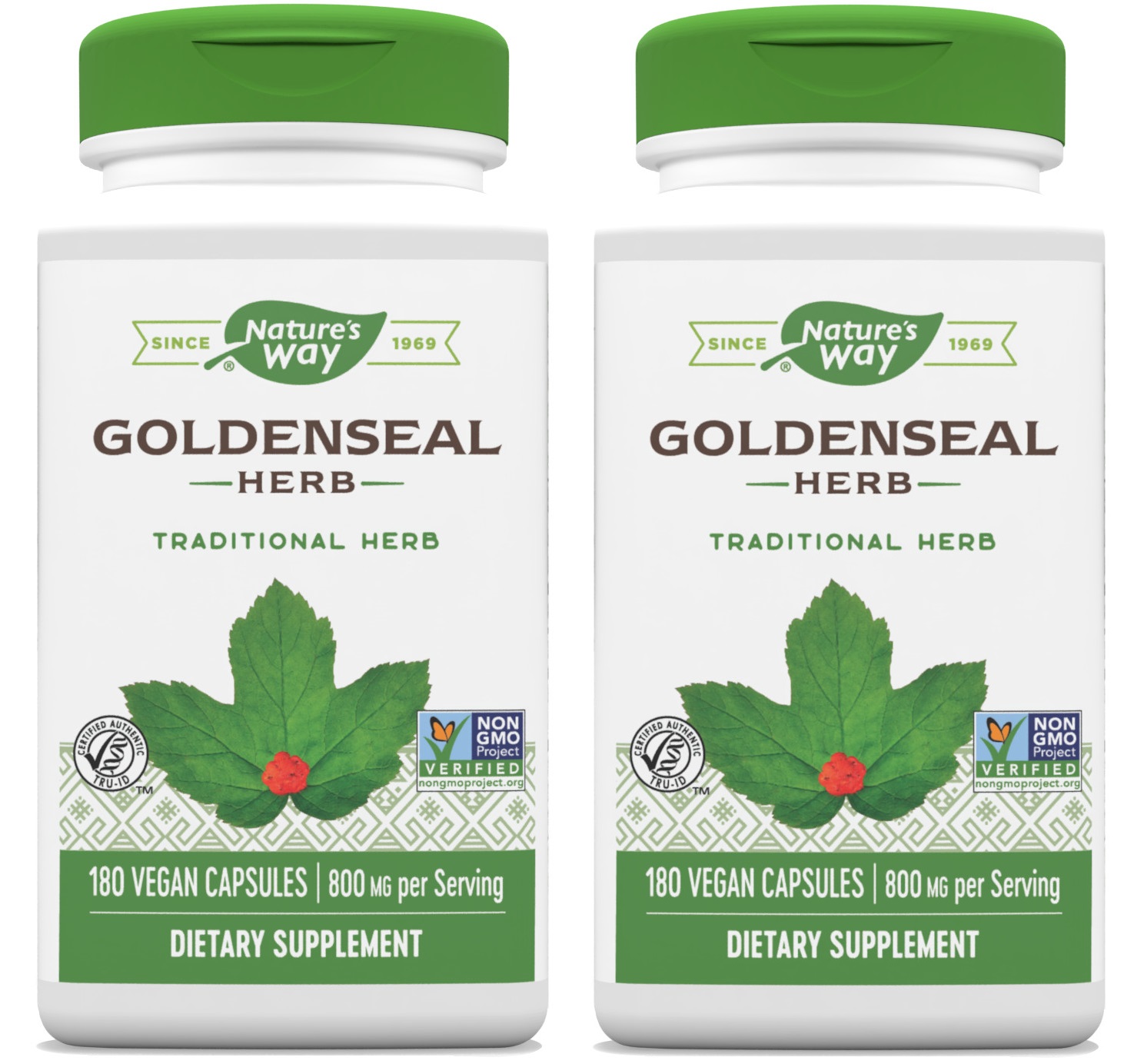 Nature's Way Premium Herbal Goldenseal Herb 400 mg, 180 Vegetarian Capsules, Pack of 2