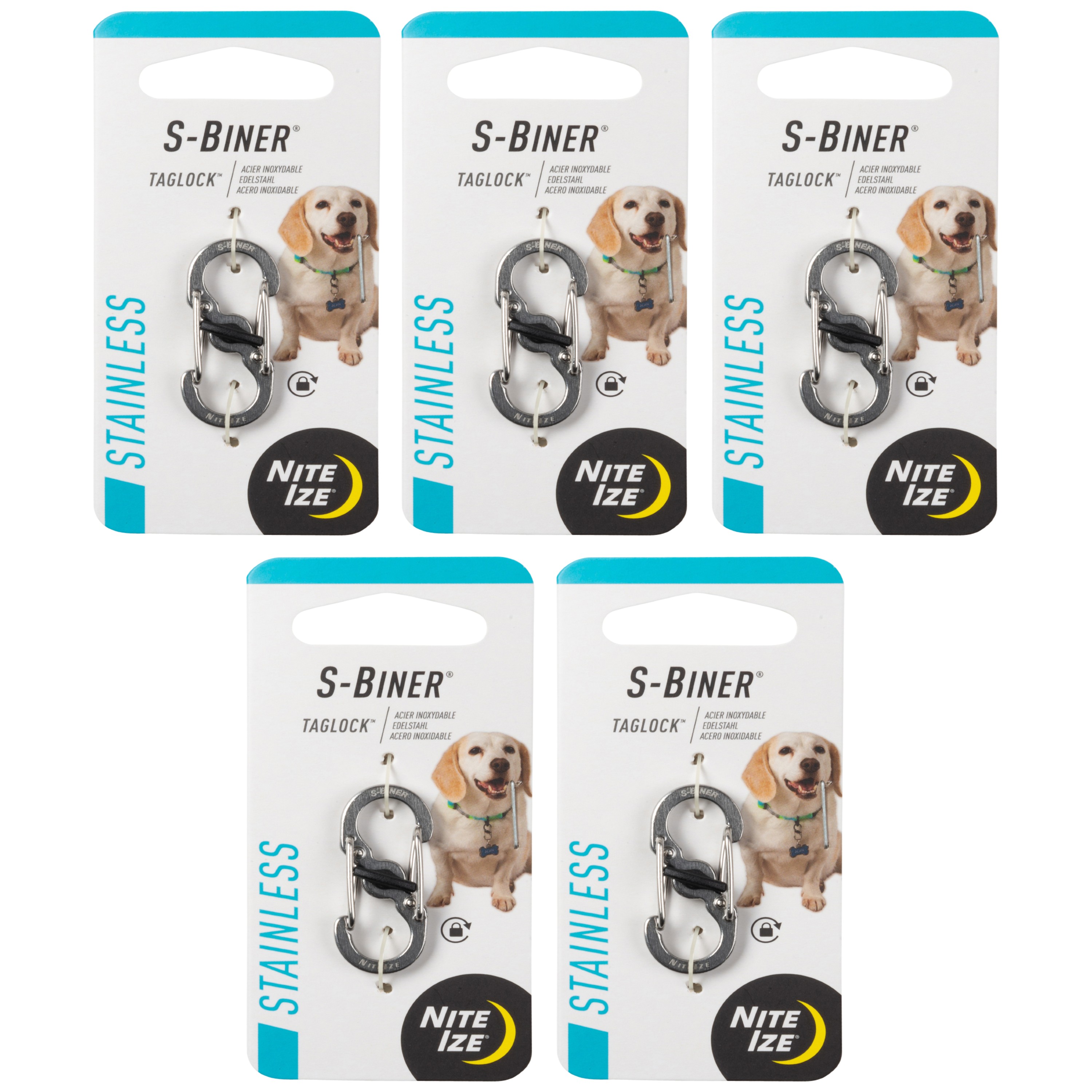 Nite Ize S-Biner TagLock Stainless Steel - Stainless - 5 Pack