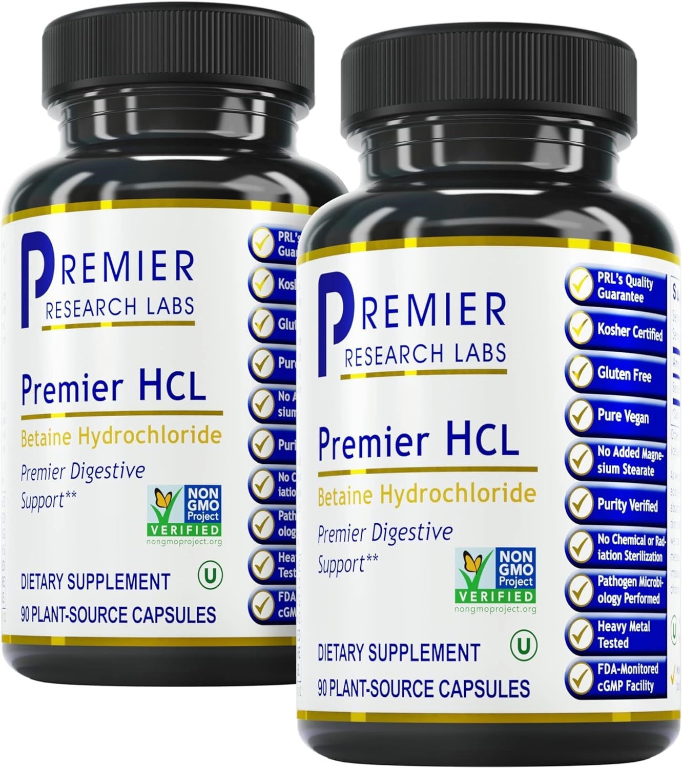Premier Research Labs ¬ñ Premier HCL | Superior Digestive Support; Supports Whole Body Detox | 90 Plant-Source Capsules (Pack of 2)