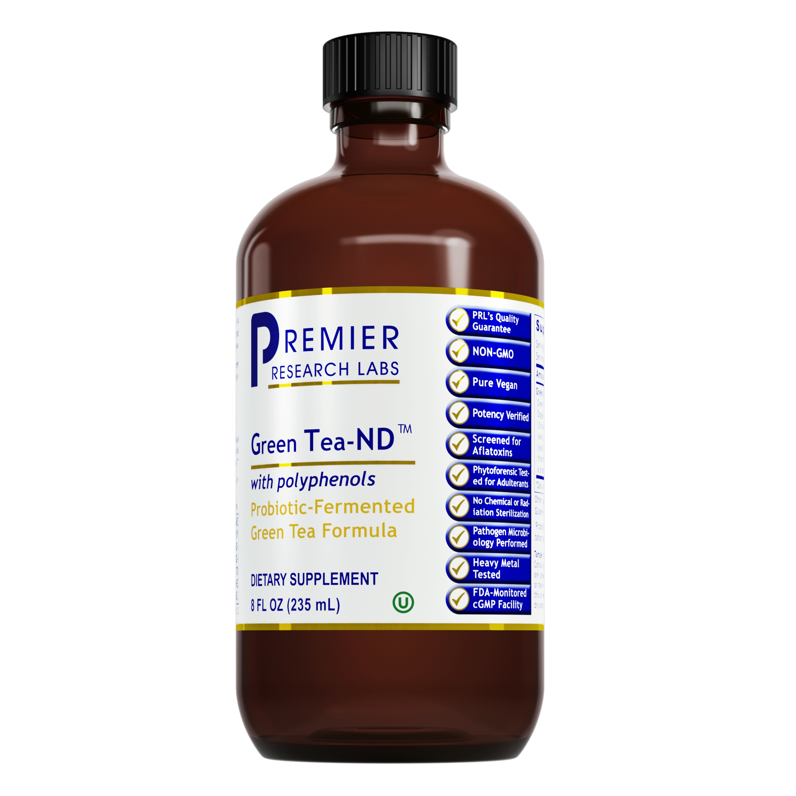 Premier Green Tea - ND, Probiotic-Fermented Green Tea Formula. Micro-Cultured Delivery System. 8 fl oz