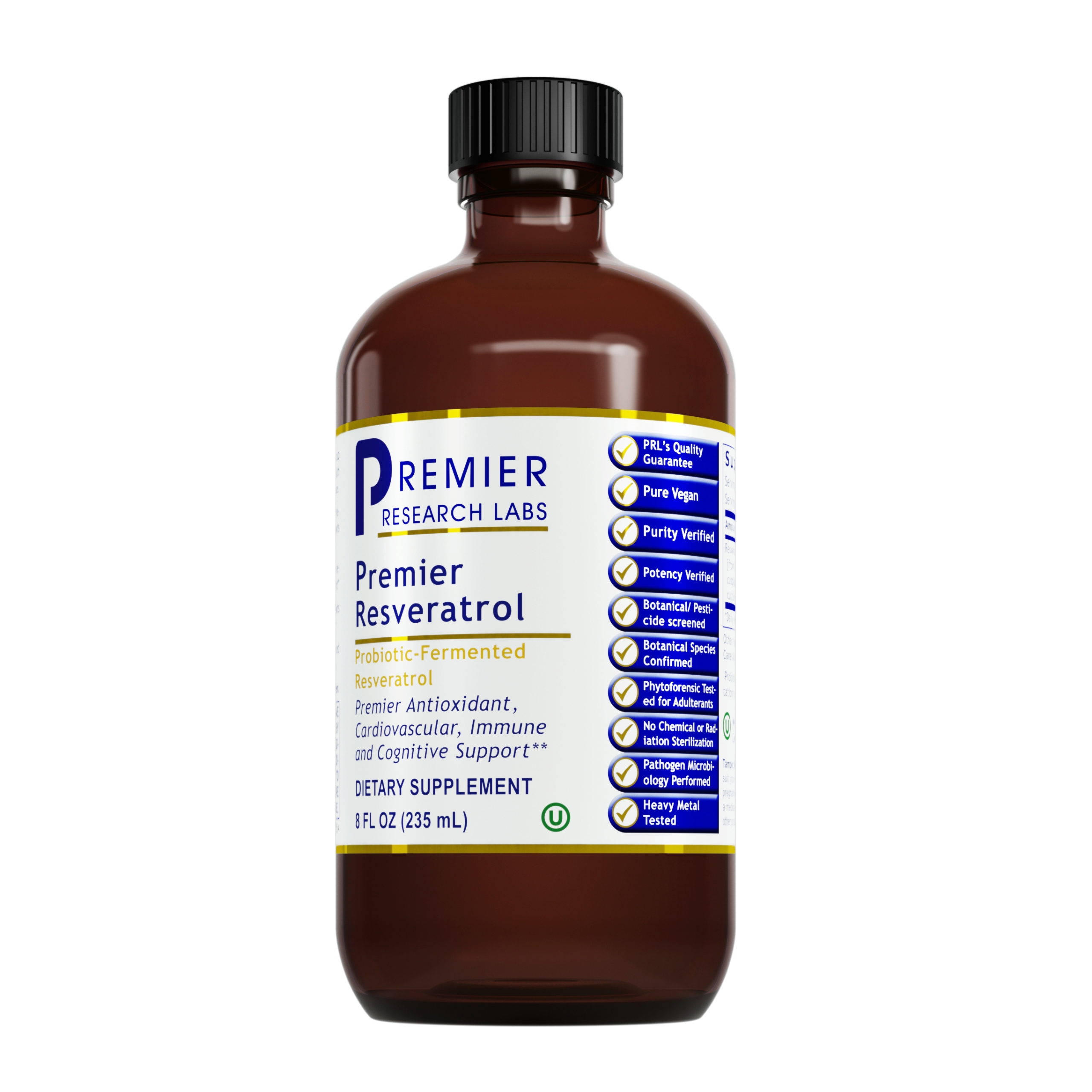 Premier Research Premier Resveratrol, Antioxidant, Cardiovascular, and Immune Support with Probiotic-Fermented Formula, 8 Fl Oz (235 ml)