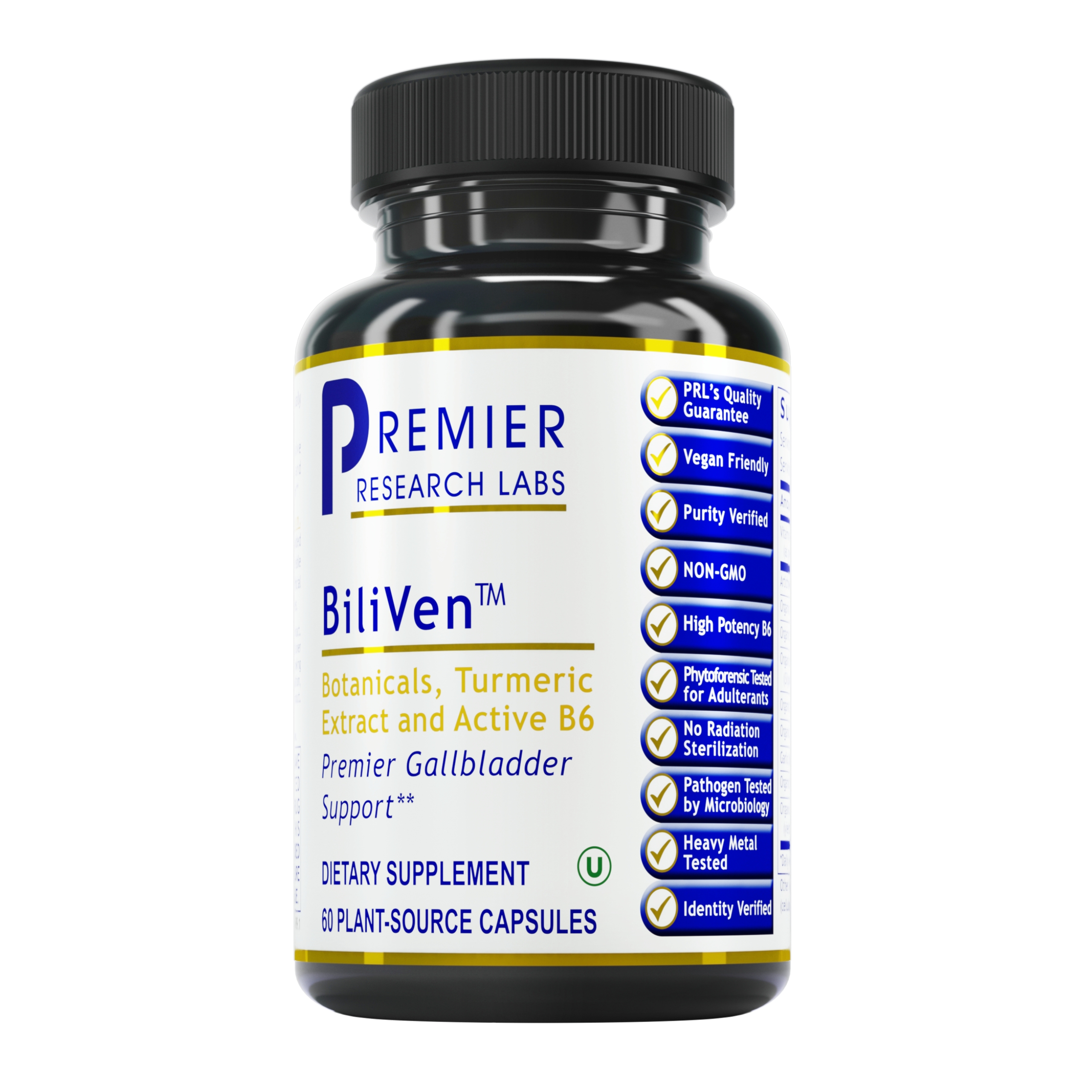 Premier Research BiliVen TM, 60 Capsules, Vegan Product - Nutraceutical Gallbladder Formula for Premier Detoxification and Gallbladder Support