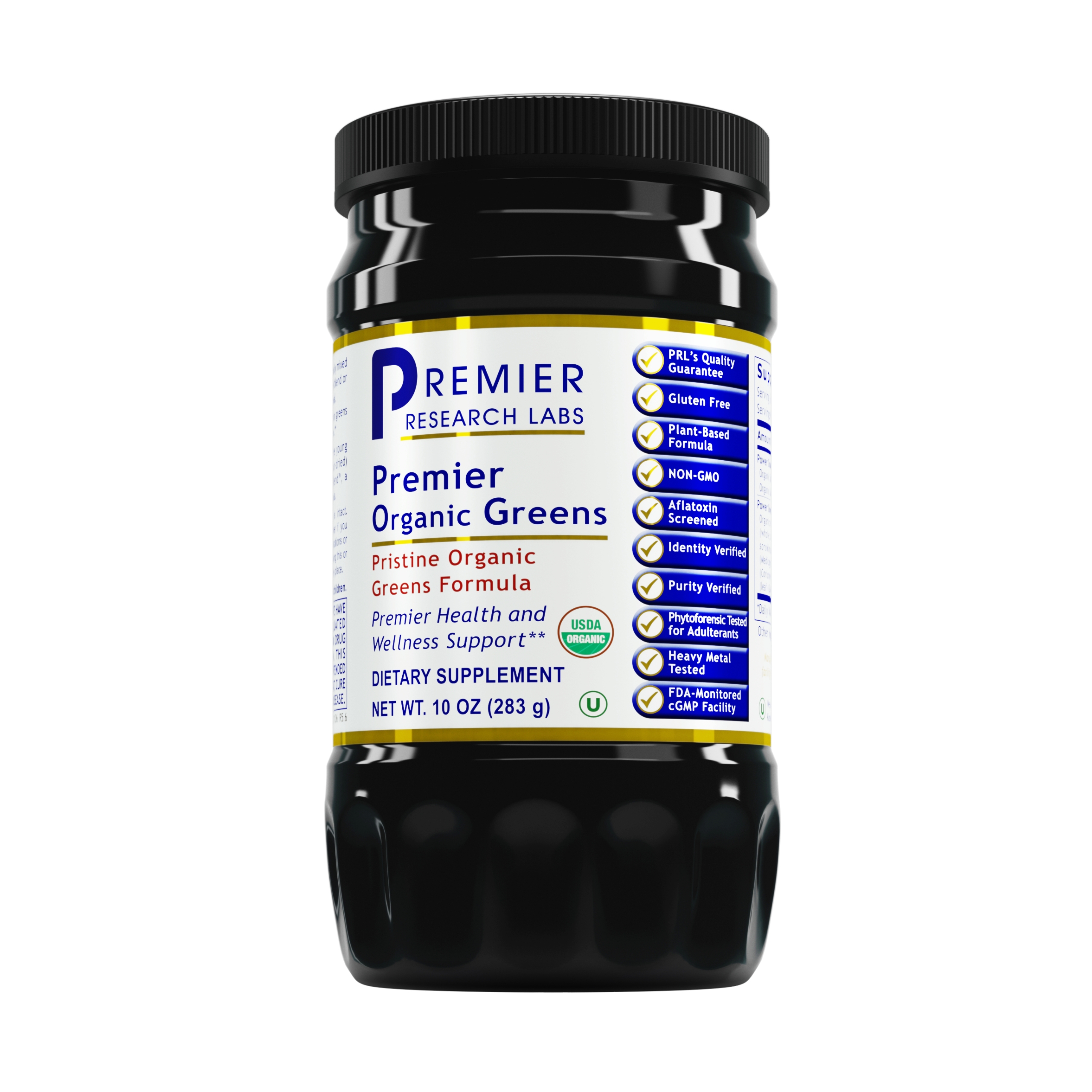 Premier Research Premier Greens Powder, Vegan Product, Gluten-Free - Super Nutrition Greens Formula with Power Grass-Plus Blend for Premier Health and Wellness Support, 10 Oz