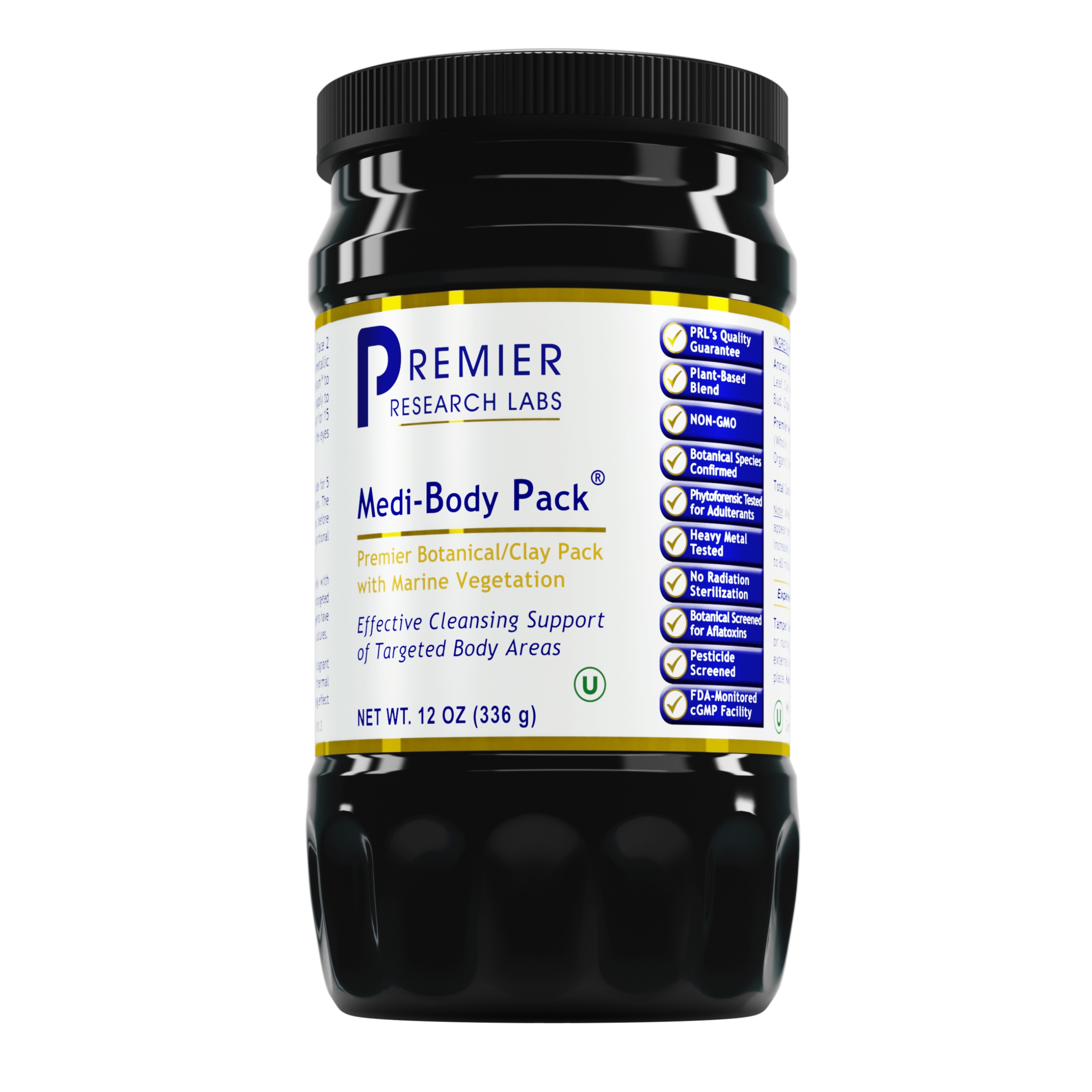 Premier Research Premier Medi-Body Pack, Elegant Cleansing Body Pack with Thermal Effect, Unique Clay/ Botanical Formula, 12 Oz (336 G)