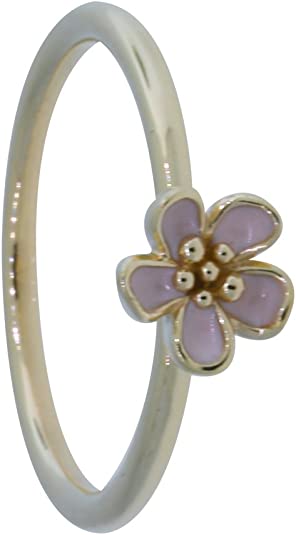 PANDORA Cherry Blossom Stackable Ring, Pink & 14K Gold 150174EN40-56 EU 7.5 US, With Gift Box