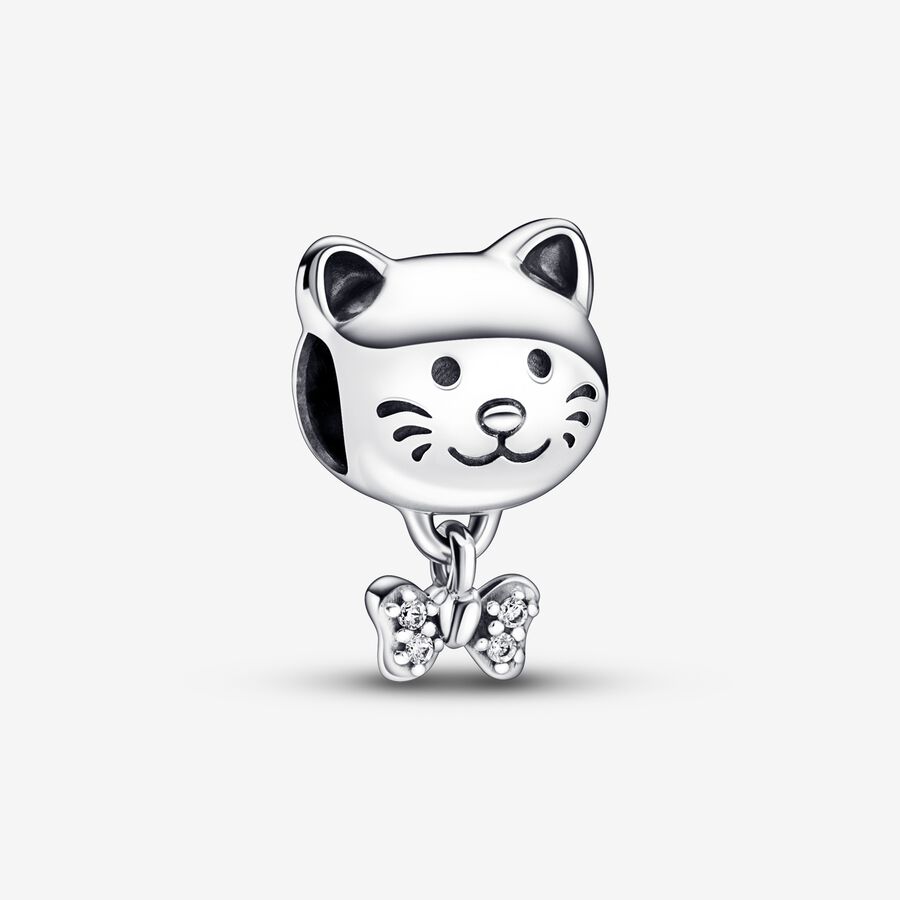 PANDORA Pet Cat & Bow Charm, With Gift Box