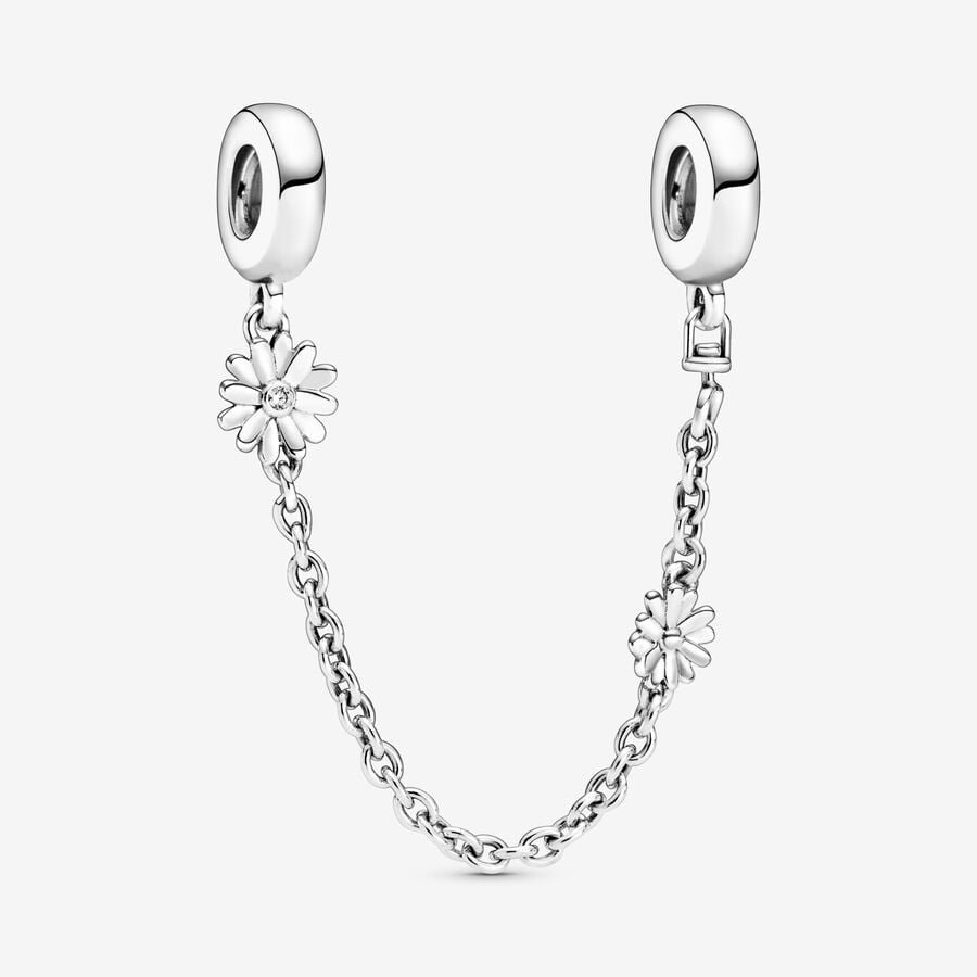 PANDORA Daisy Flower Safety Chain Charm 798764C01-05, With Gift Box