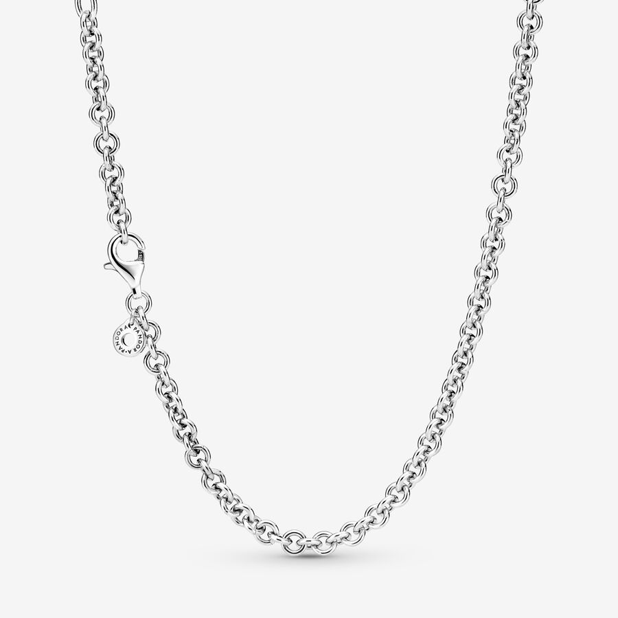 PANDORA Jewelry Thick Cable Chain Necklace for Women - Sterling Silver - 17.7