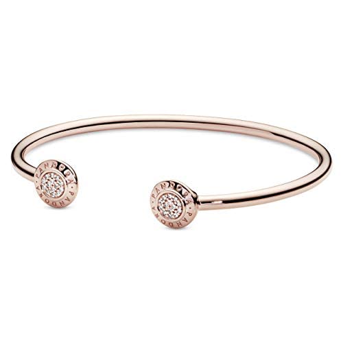 PANDORA Jewelry Signature Open Bangle Cubic Zirconia Bracelet in Rose, 6.3