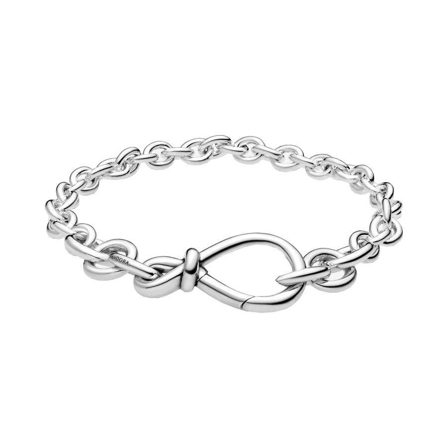 PANDORA Jewelry Chunky Infinity Knot Chain Bracelet for Women - Sterling Silver - 7.1