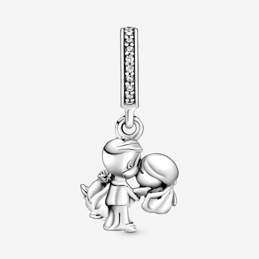 PANDORA Jewelry Married Couple Dangle Charm - Bracelet or Necklace Charm for Women - Sterling Silver with Cubic Zirconia, With Gift Box