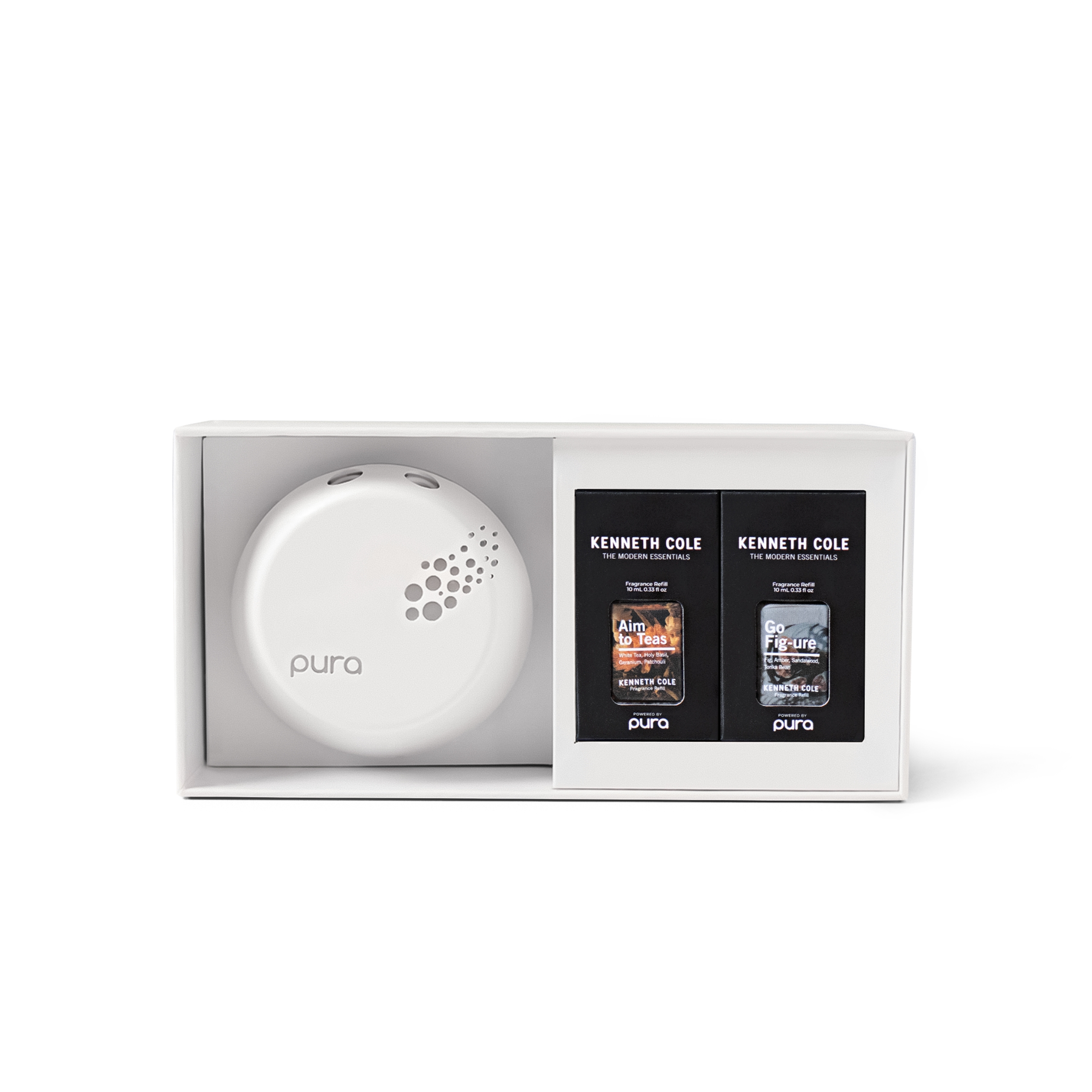 Pura - Smart Home Fragrance Device Starter Set - Scent Diffuser for Homes, Bedrooms & Living Rooms - Includes Fragrance Aroma Diffuser & Two Fragrances - Kenneth Cole