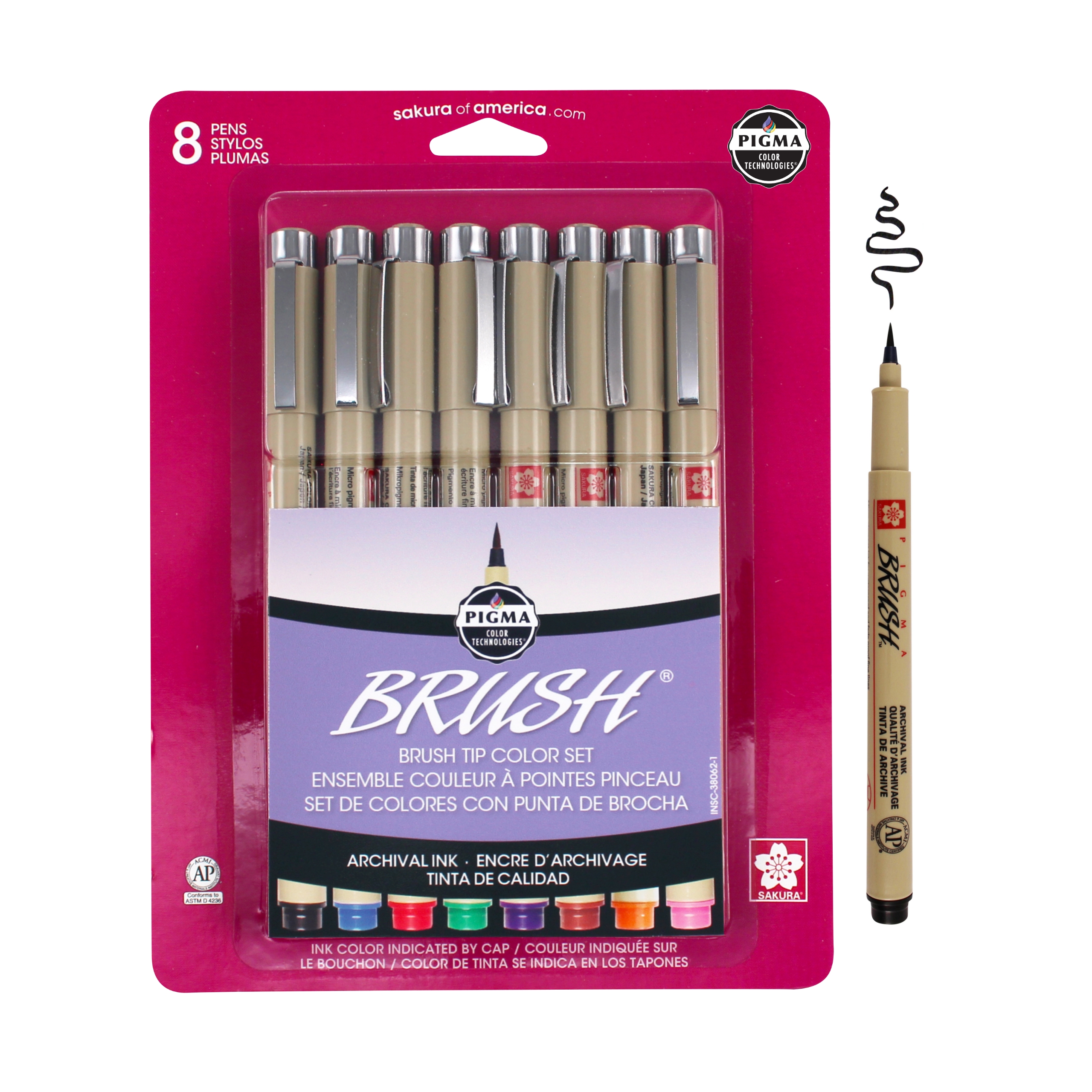 Sakura Archival Brush Pens, 8 Set, Colors May Vary, 8 Piece