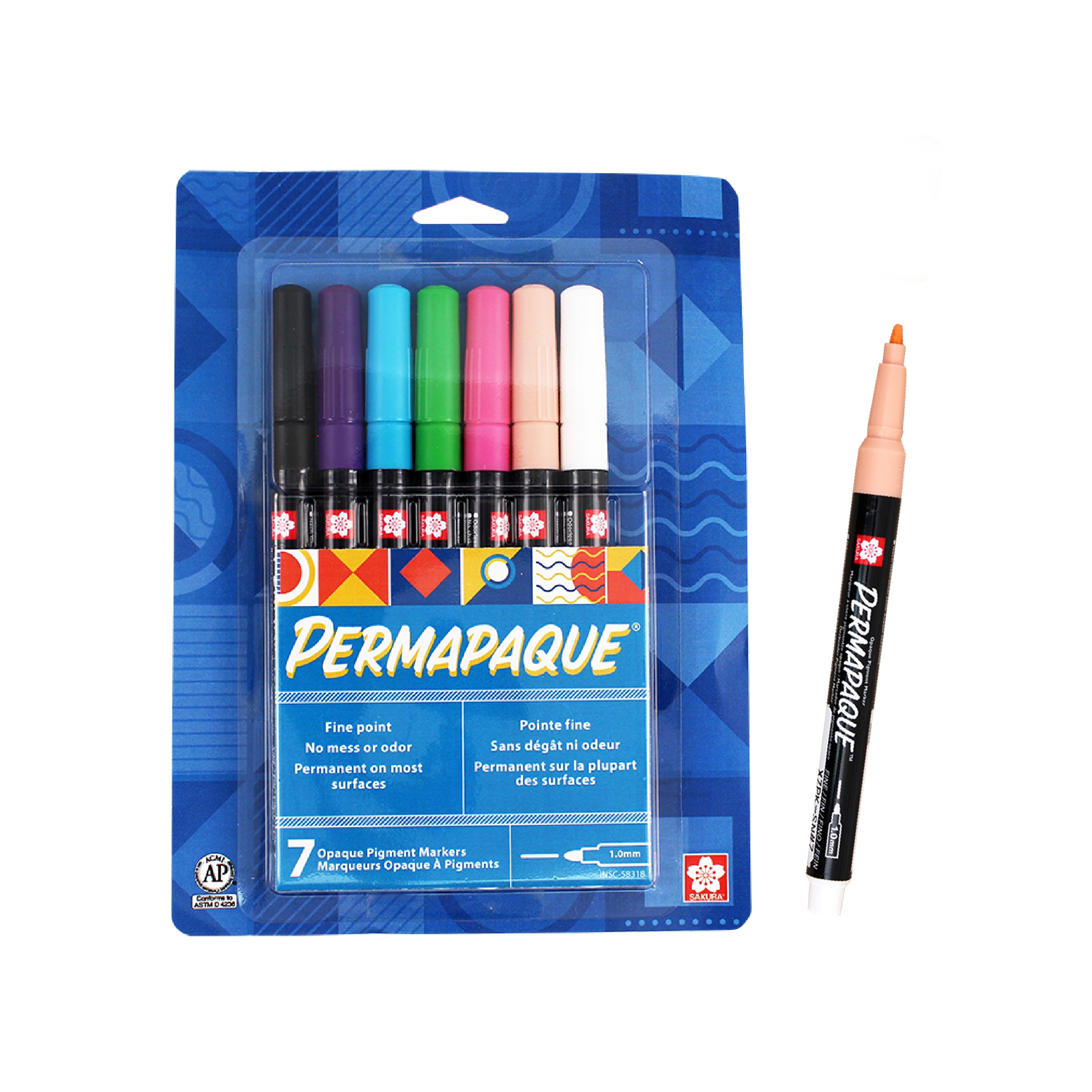 Sakura Permapaque Fine Point Opaque Paint Markers, 7 Count Bright