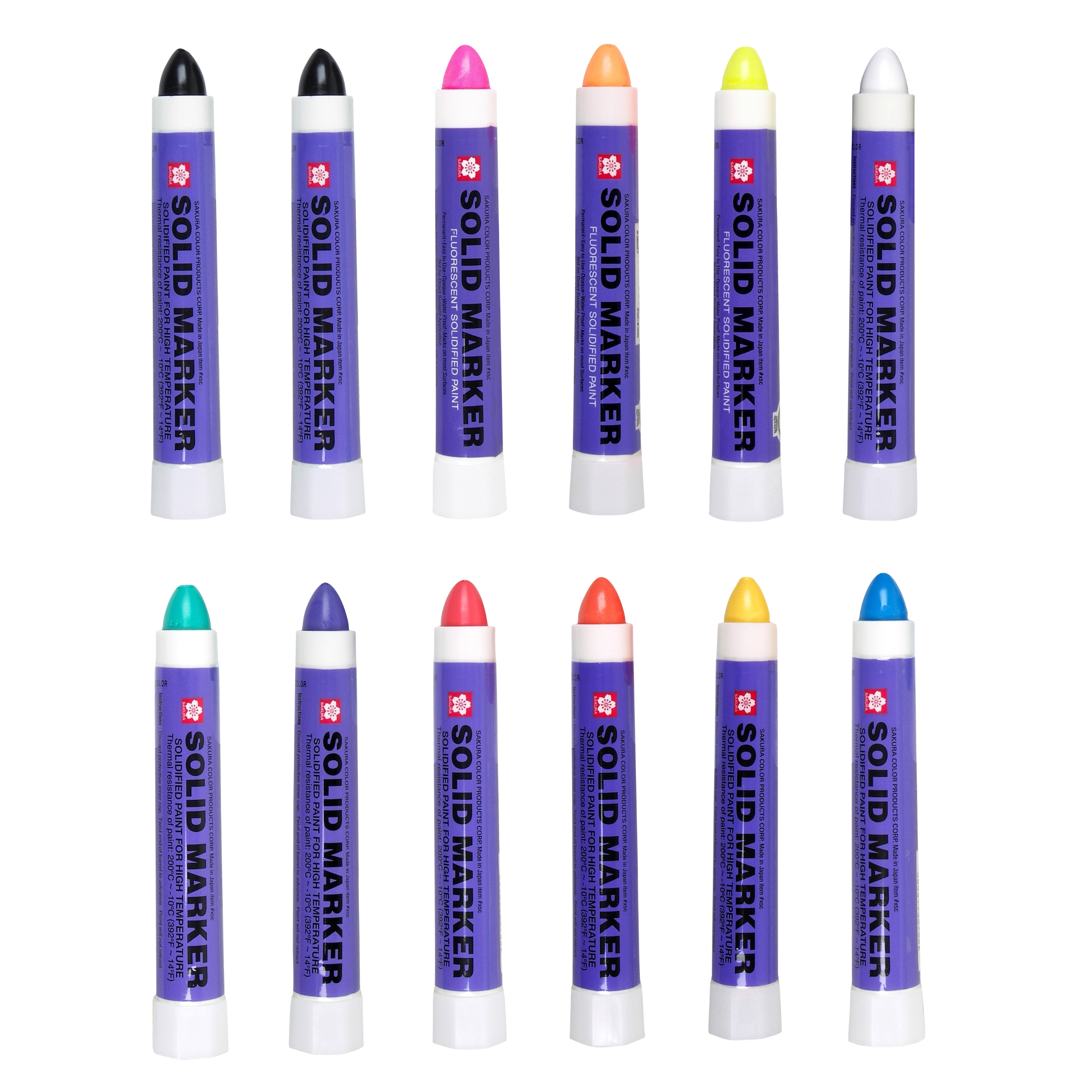 Sakura Solid Marker, Solidified Paint, 12 Pack Set of 11 Colors
