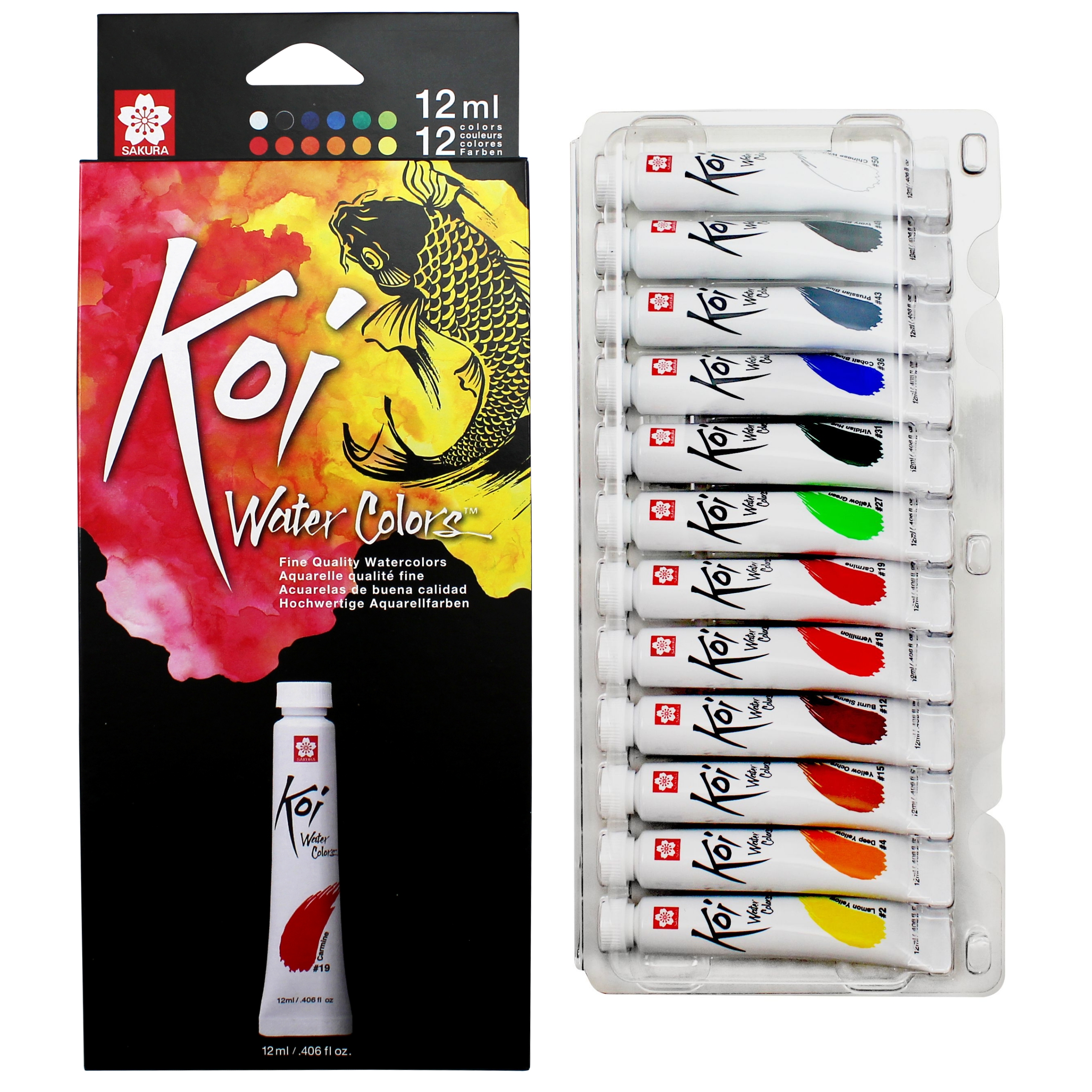 Sakura KOI WTRCLR 12ML P, 12 Colors