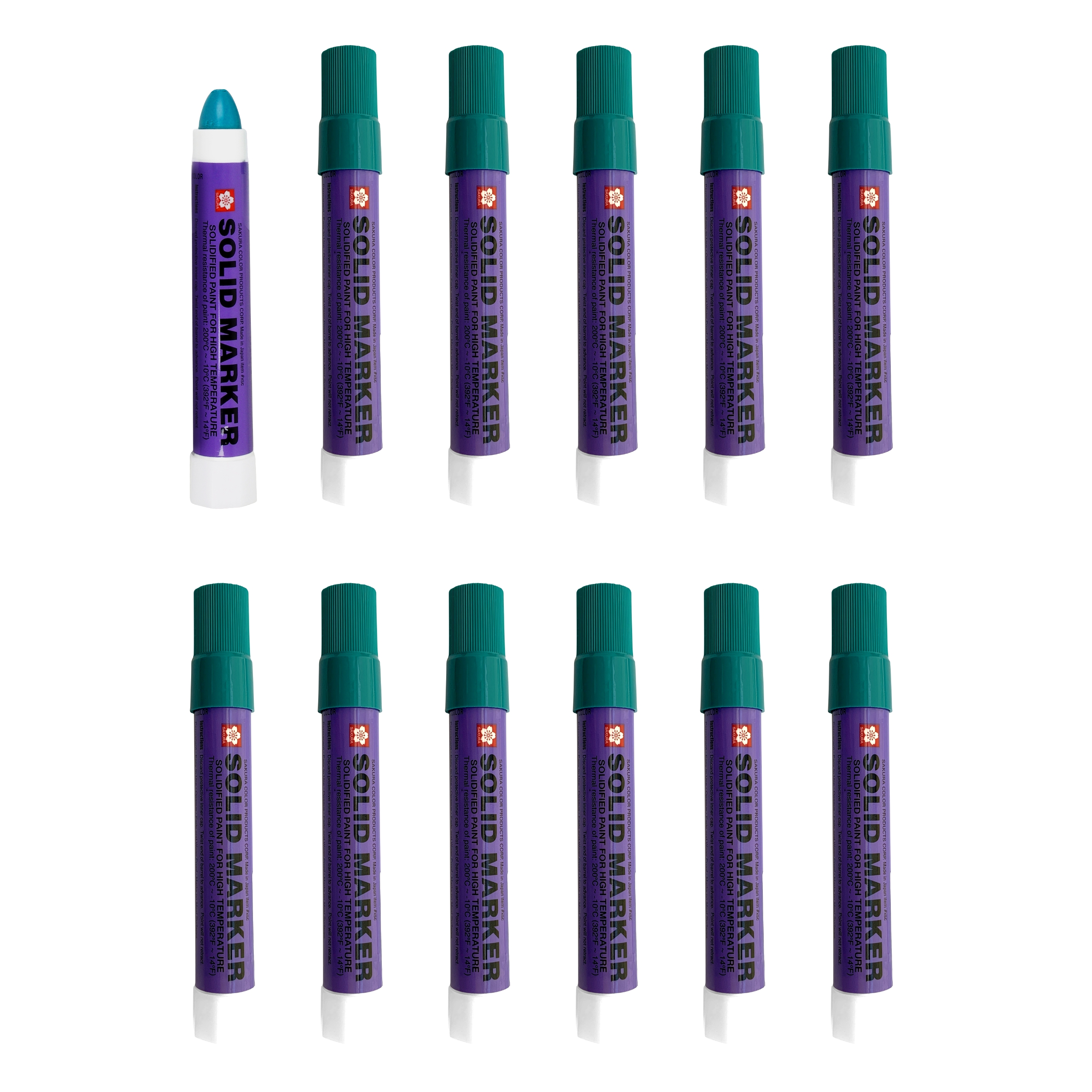 Sakura Solidified Paint Solid Marker, Green (Box of 12),XSC-29