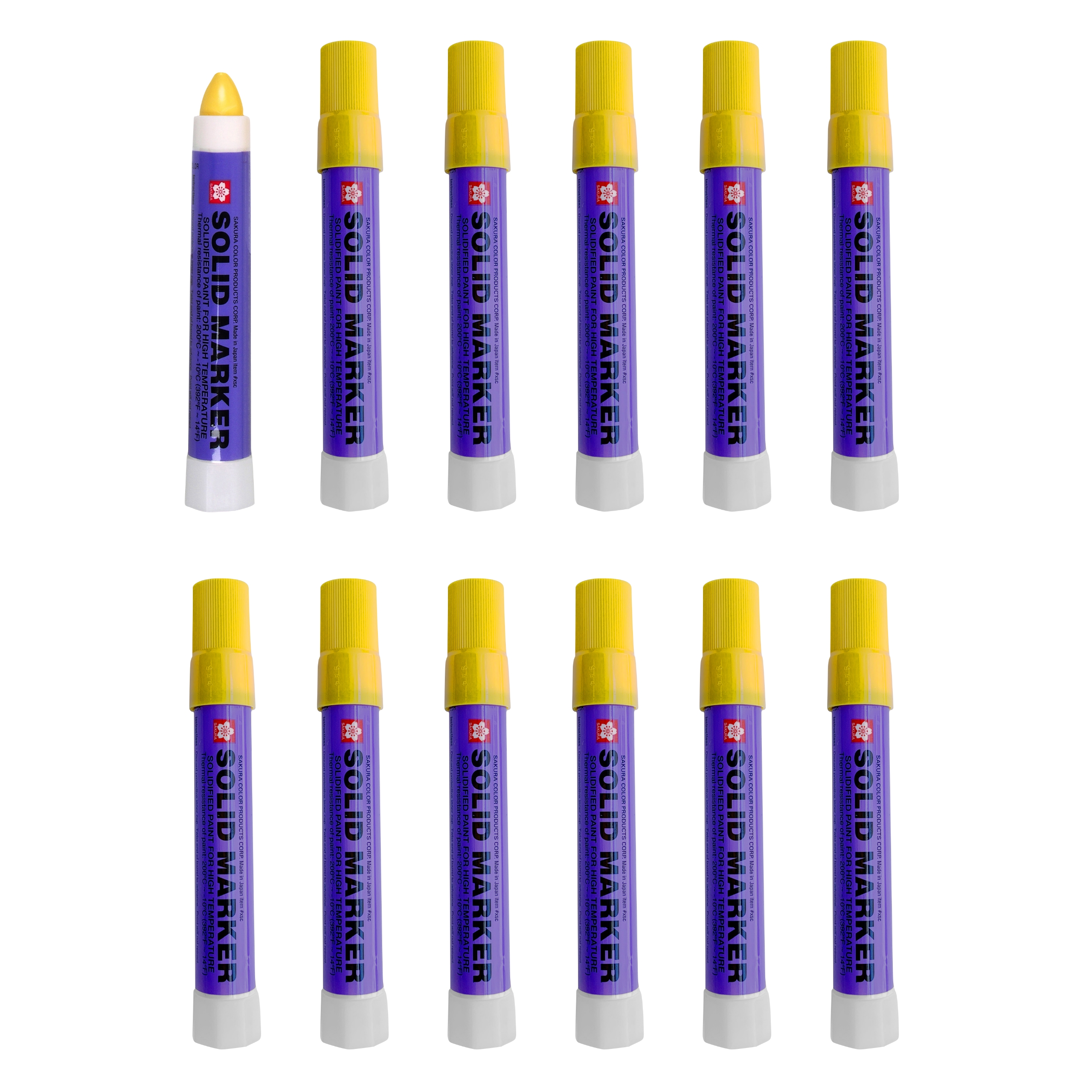 SAKURA - XSC-3 Sakura Solidified Paint Solid Marker, Yellow (Box of 12)