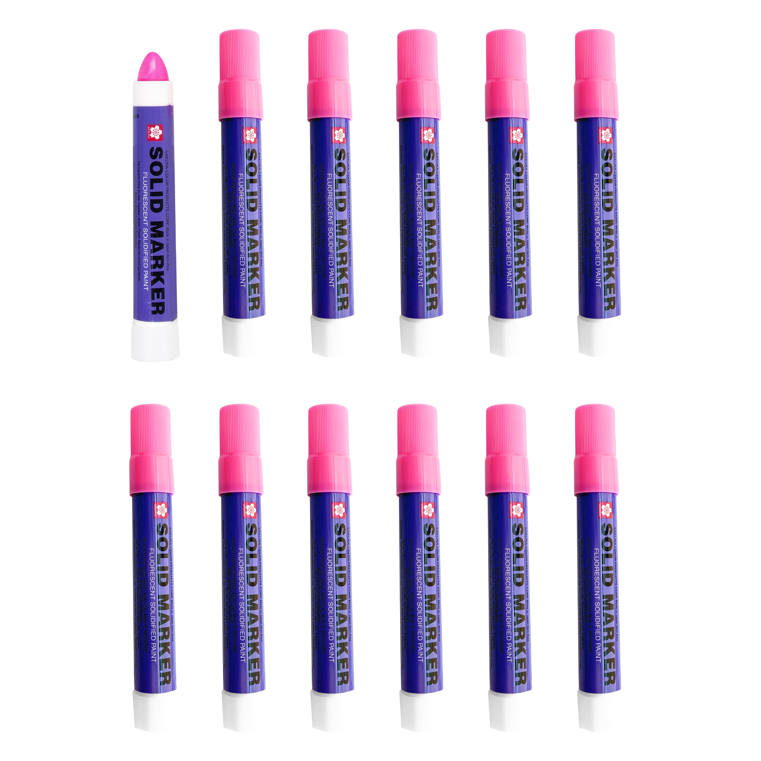 SAKURA XSC-320 Solidified Paint Solid Marker, Fluorescent Pink (Box of 12)