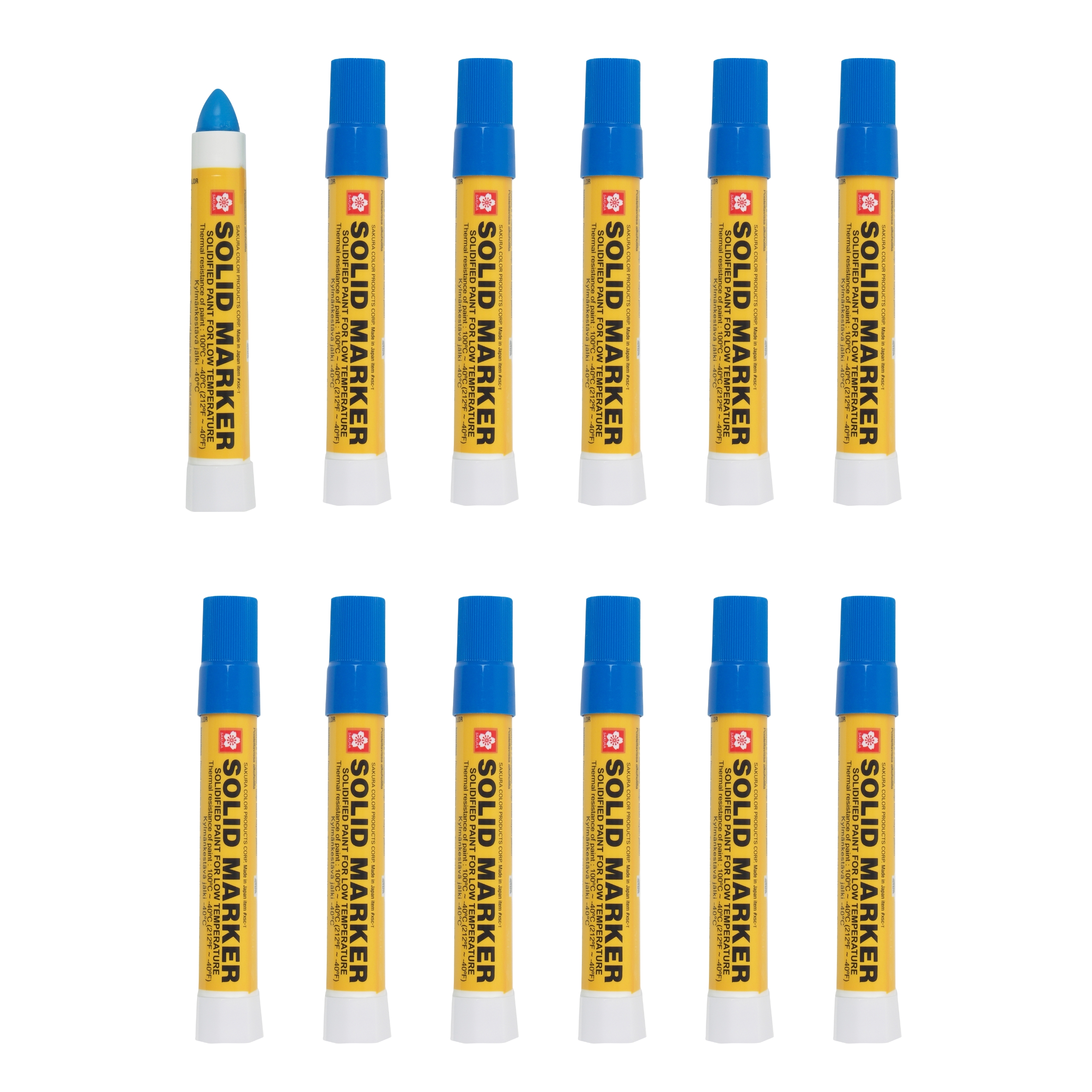 Sakura XSC-T-36 Blue Solidified Paint Low Temperature Solid Marker, -40 to 212 Degree F, 13 mm Twist-Up Tip (Pack of 12)