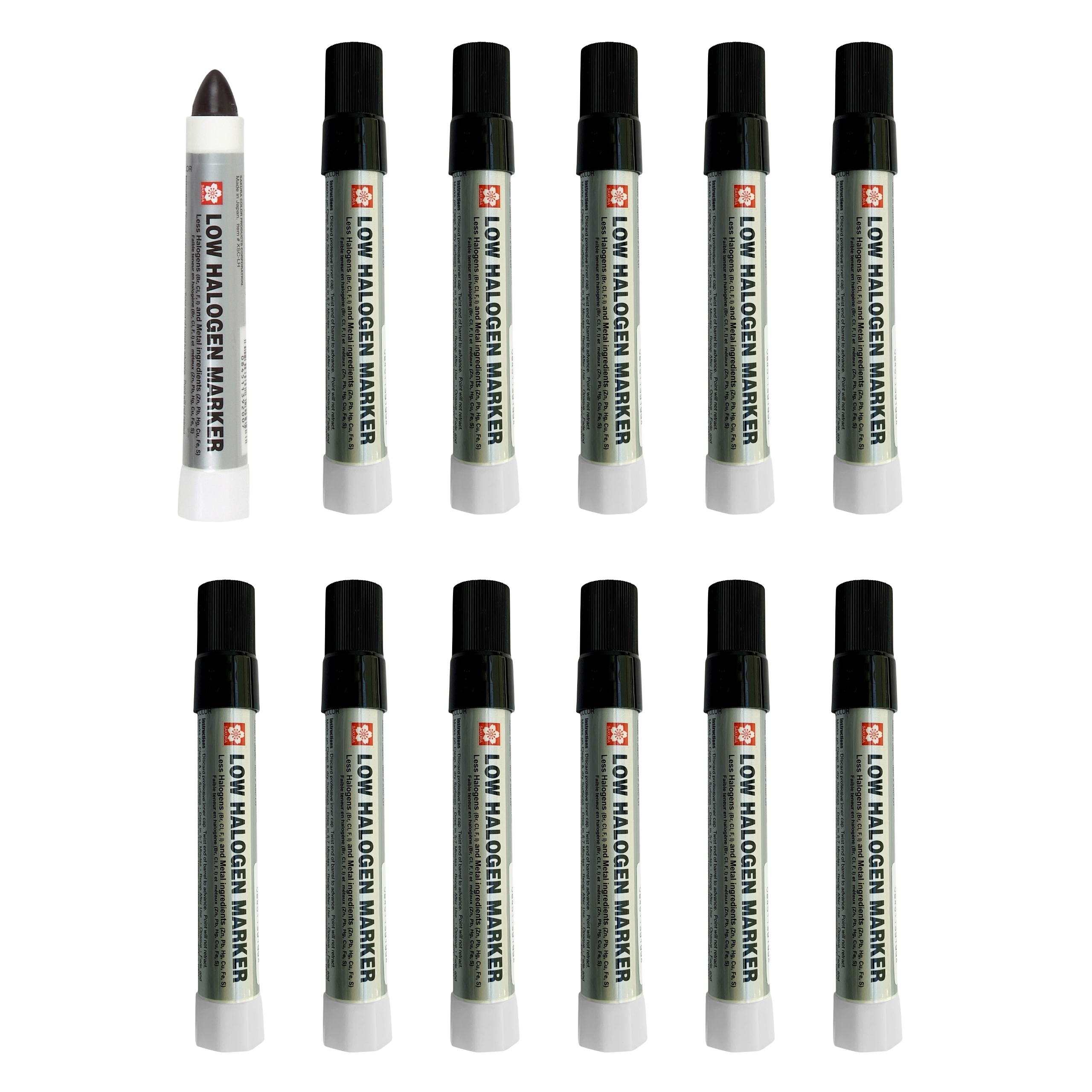 Sakura Solidified Paint Low Halogen Marker, Black (Box of 12)