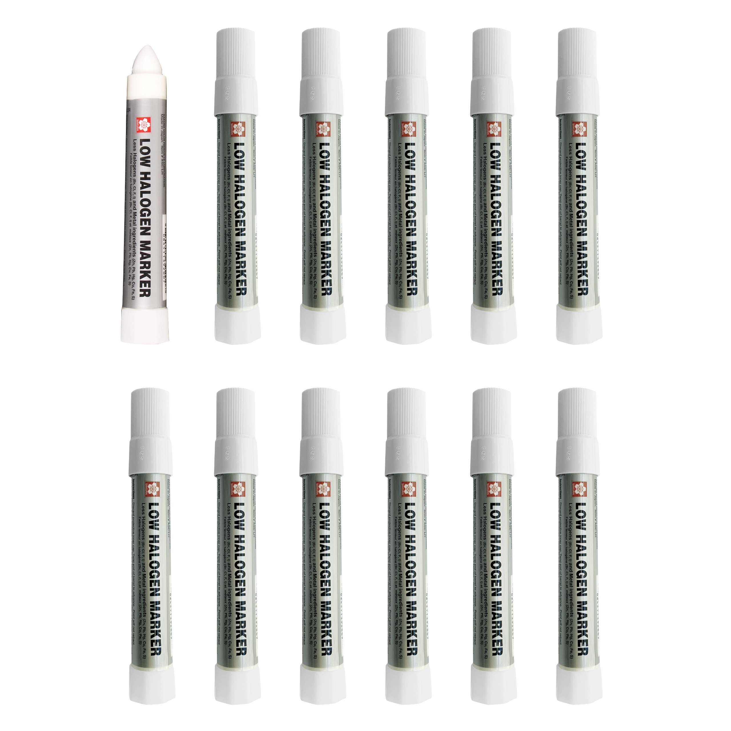 Sakura Solidified Paint Low Halogen Marker, White (Box of 12)