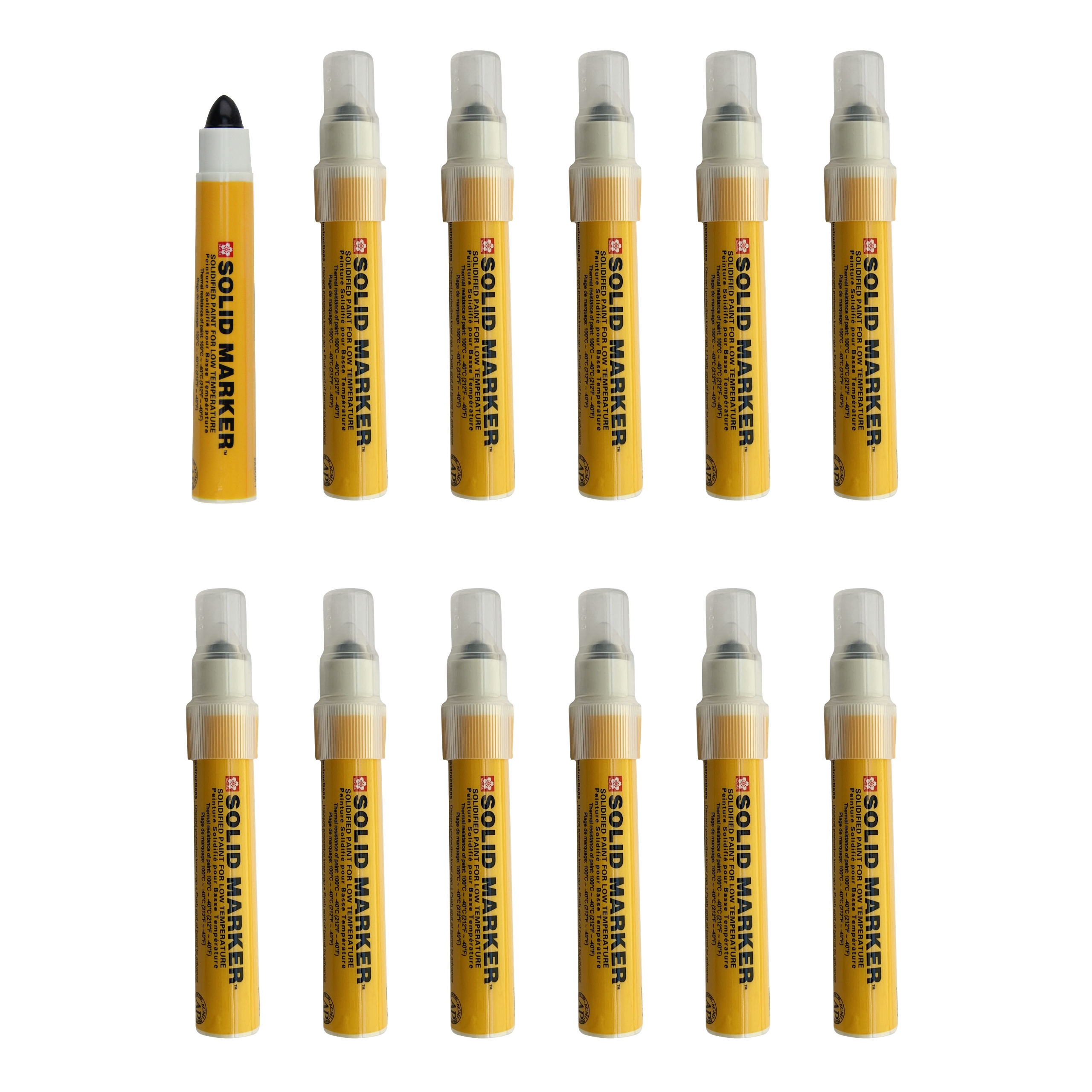 SAKURA Solid Marker, Solidified Paint, Low Temperature, Mini-Barrel Black 12Pack
