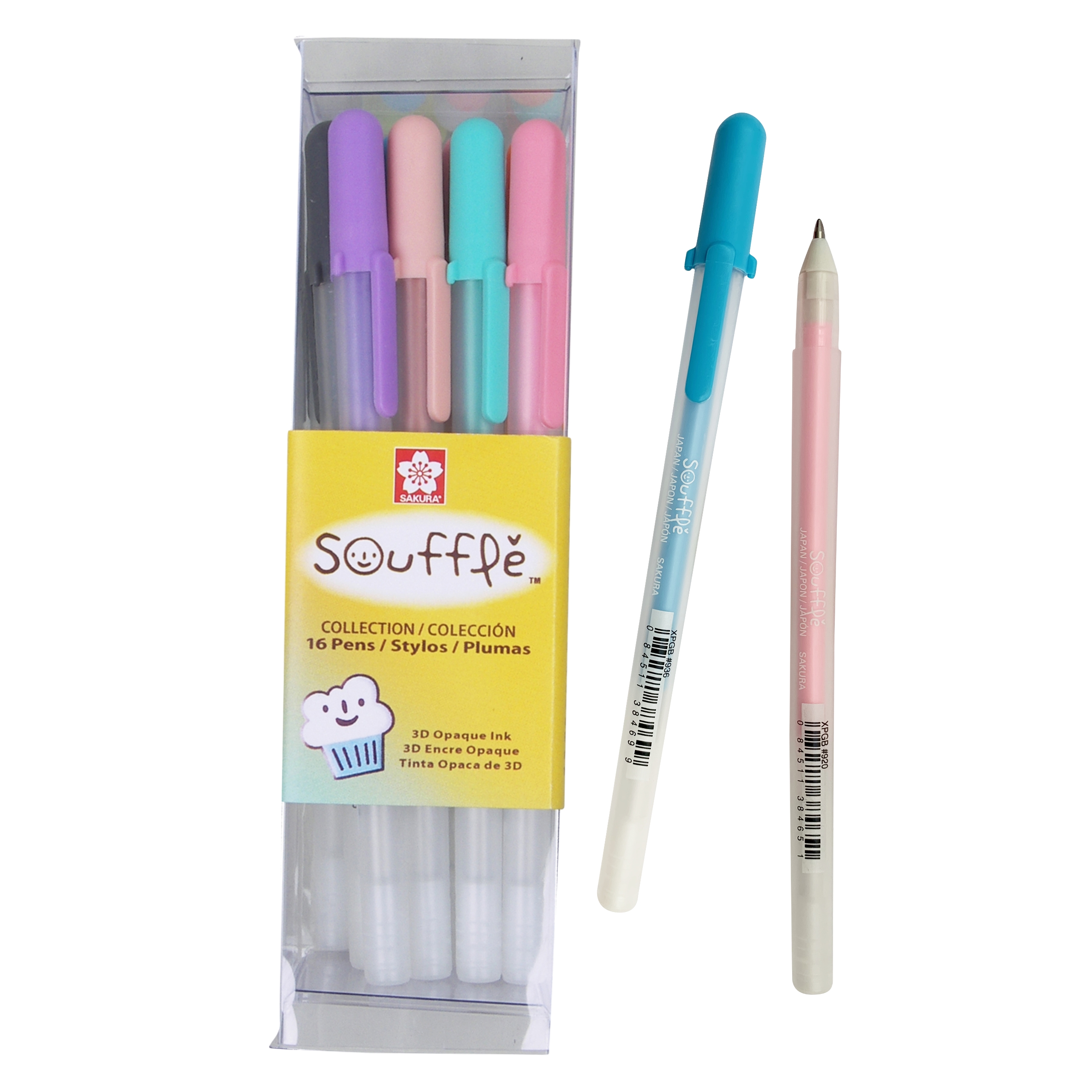 Sakura 58351 16-Piece Souffle Assorted Colors Cube Collection 3-D Opaque Ink Pen Set