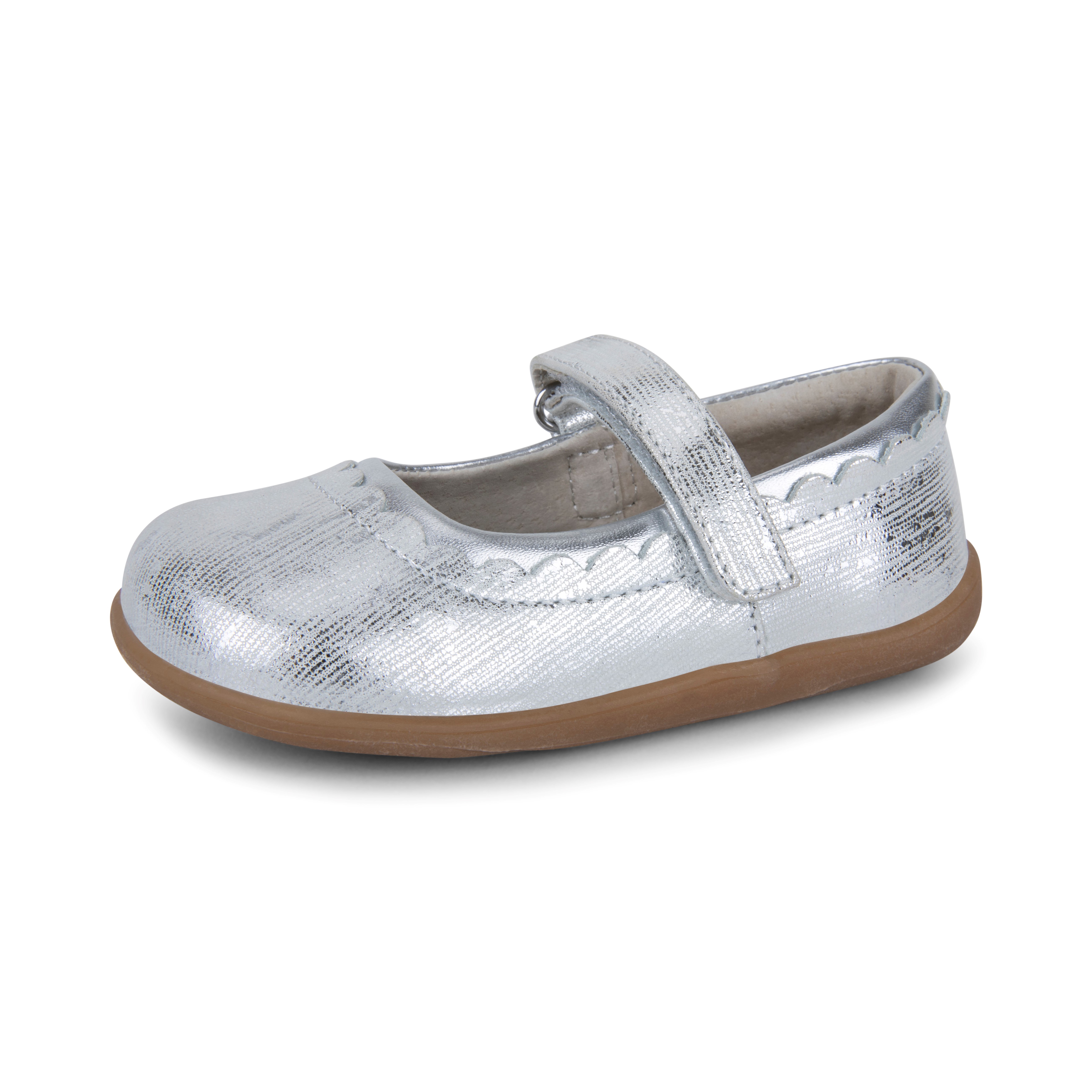 See Kai Run, Jane II Mary Jane Shoes for Kids, Silver, 9