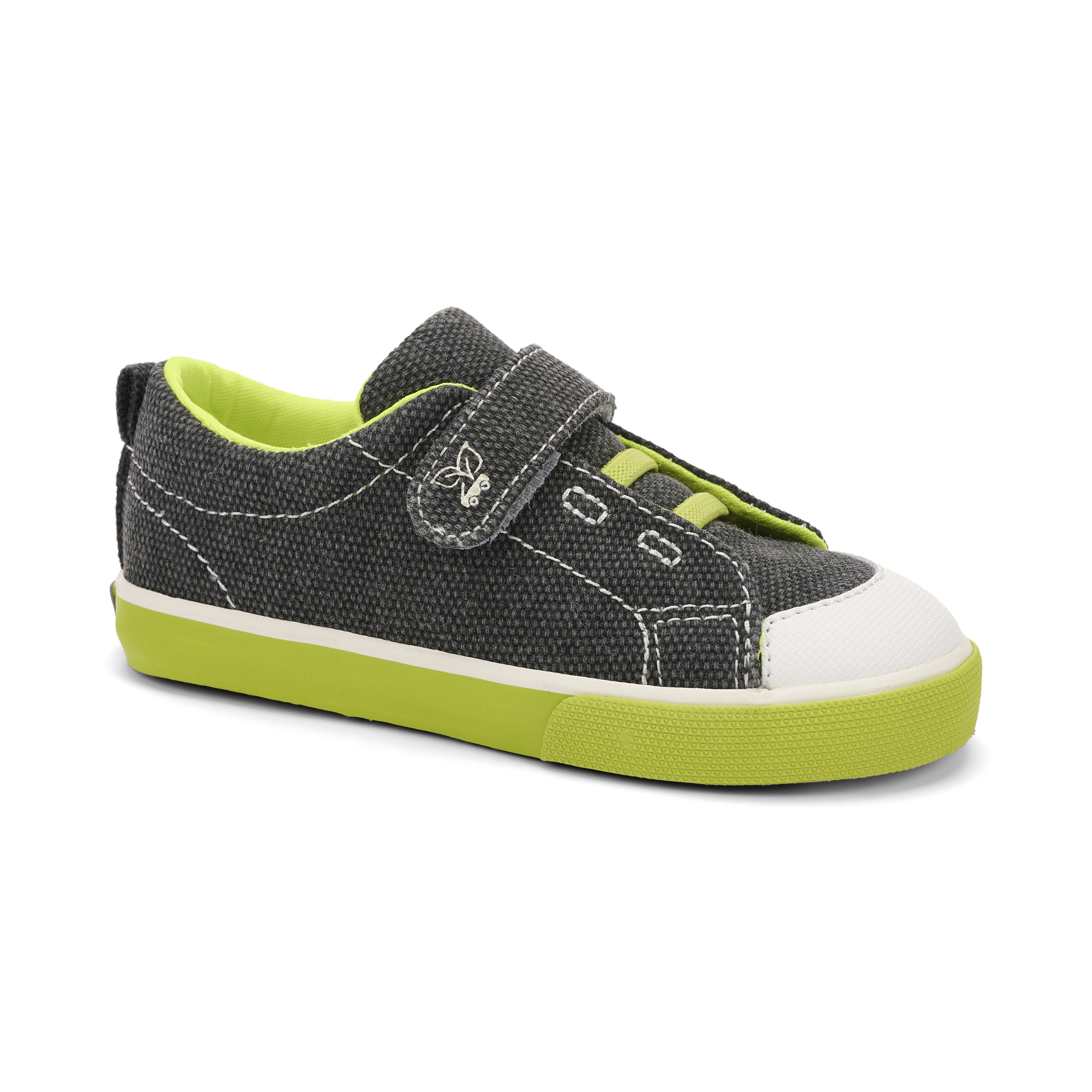 See Kai Run - Monterey Recycled Sneaker for Little Kids, Black/Neon, Toddler 4